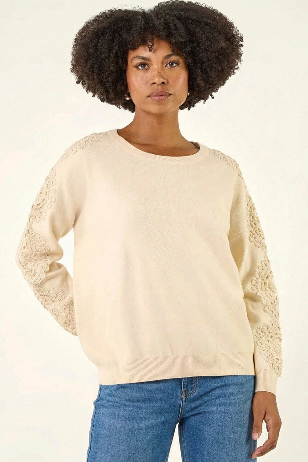 Roman Embroidered Sleeve Knit Jumper