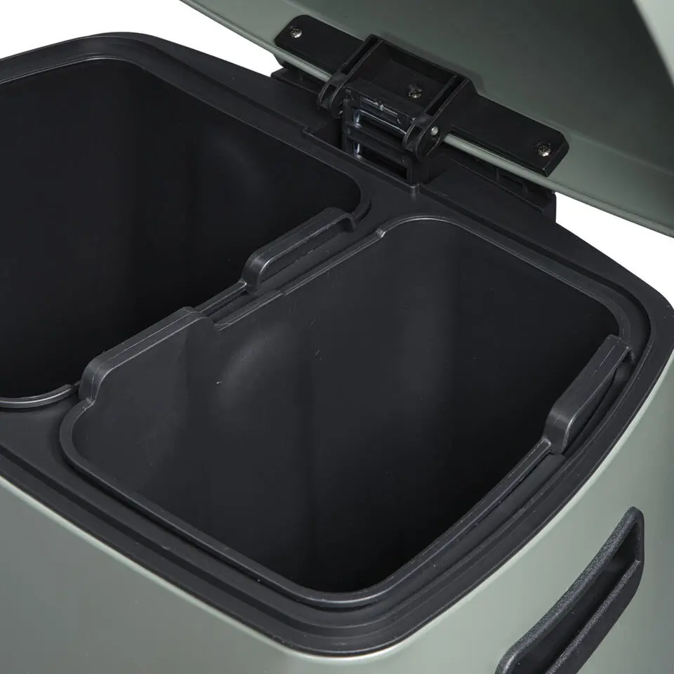 Pedaalemmer Paco - groen metaal - 25L 15L