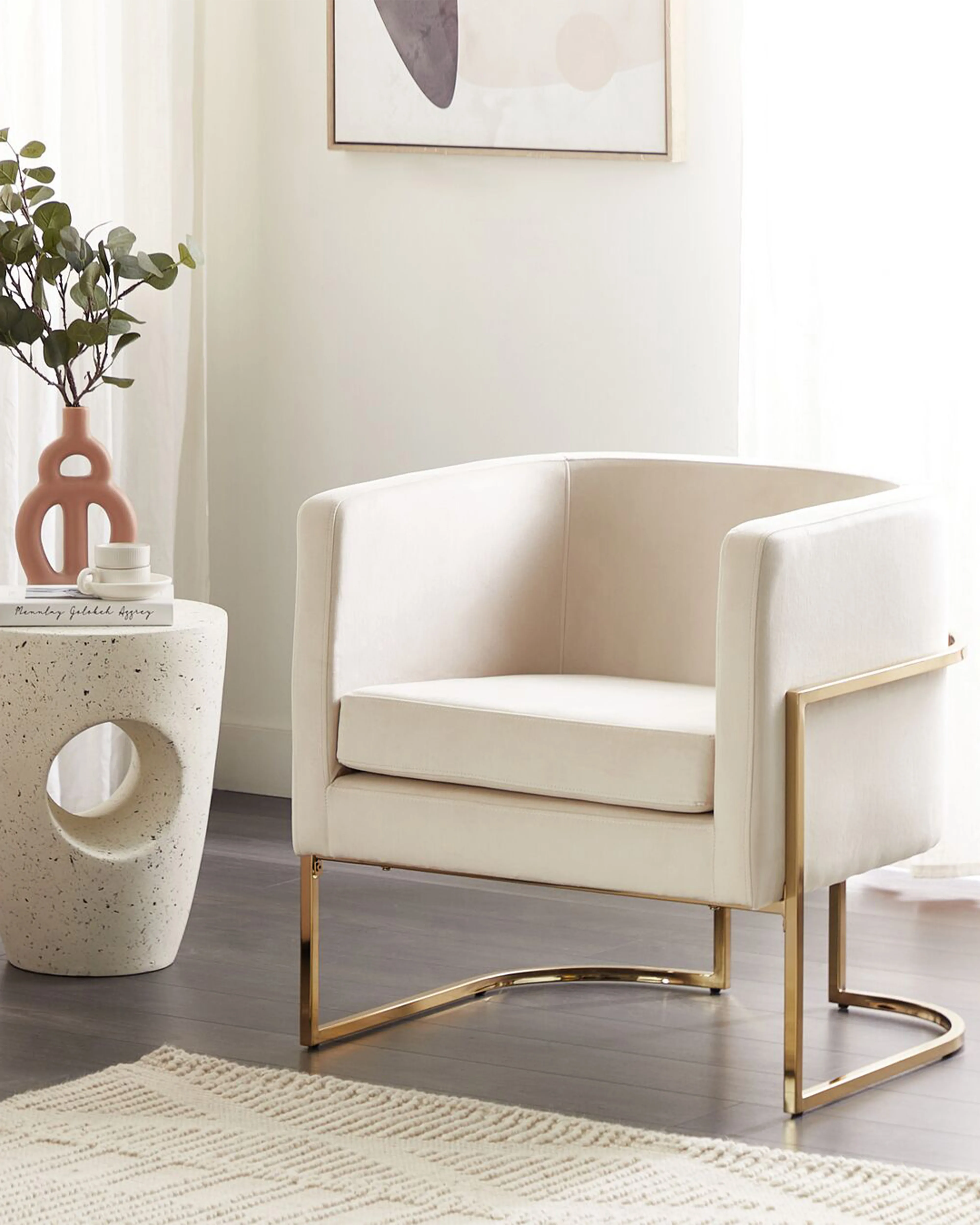 Armchair SIRKKA Velvet Light Beige