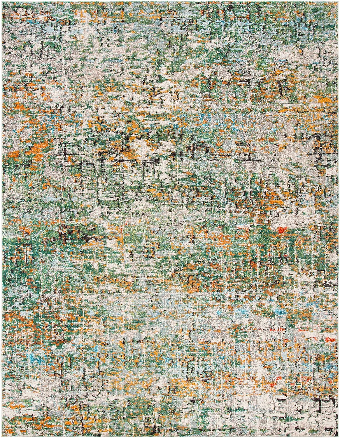 SAFAVIEH Madison Collection Area Rug - 9' x 12', Green & Turquoise, Modern Abstract Design, Non-Shedding & Easy Care, Ideal for High Traffic Areas in Living Room, Bedroom (MAD460Y)