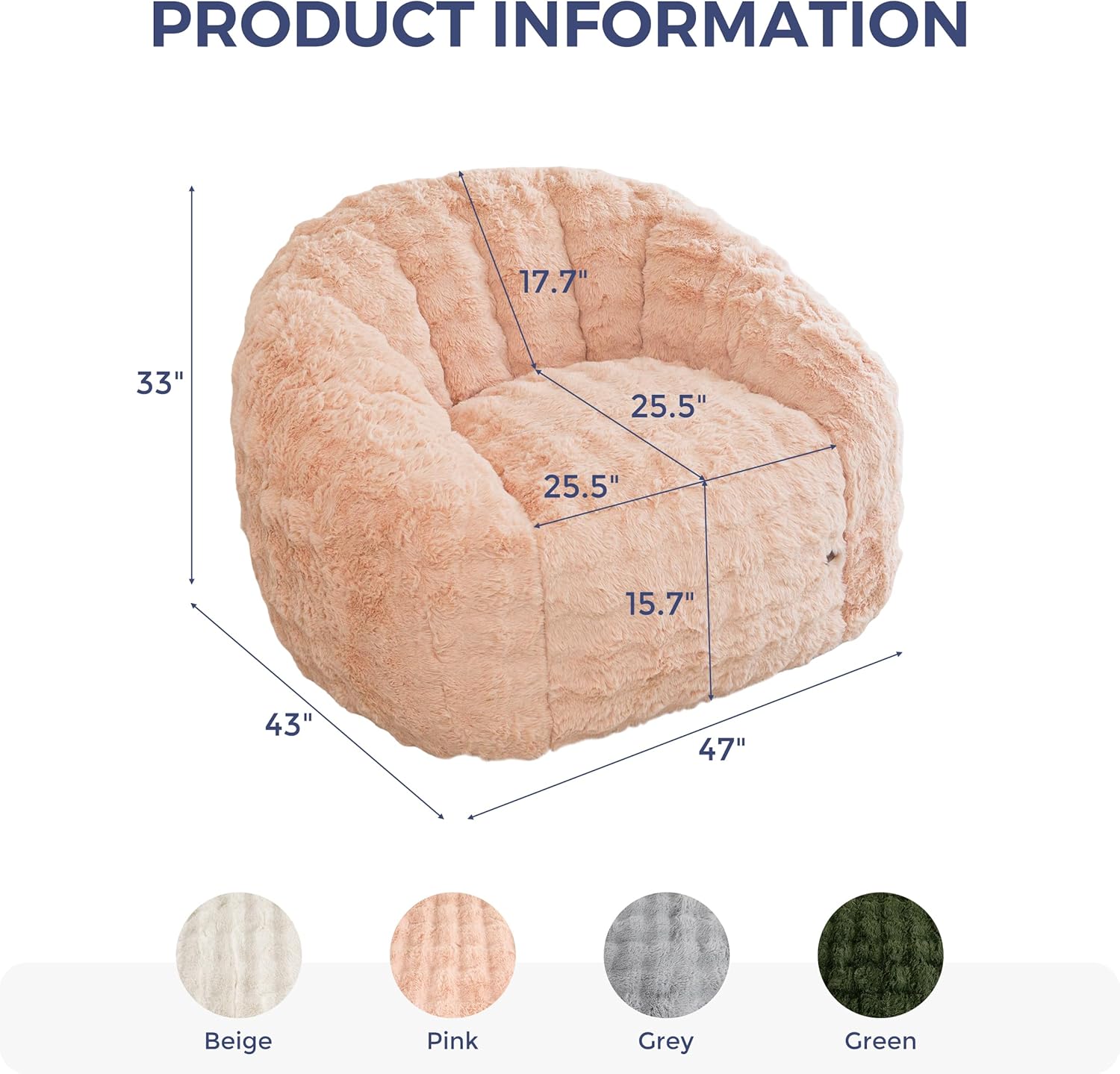 MAXYOYO Giant Bean Bag Chair for Adults, Stuffed Shell-Shaped Large Bean Bag Couch, Cozy Living Room Chair with Filler, Floor Sofa Lazy Sofa for Bedroom Living Room, Pink