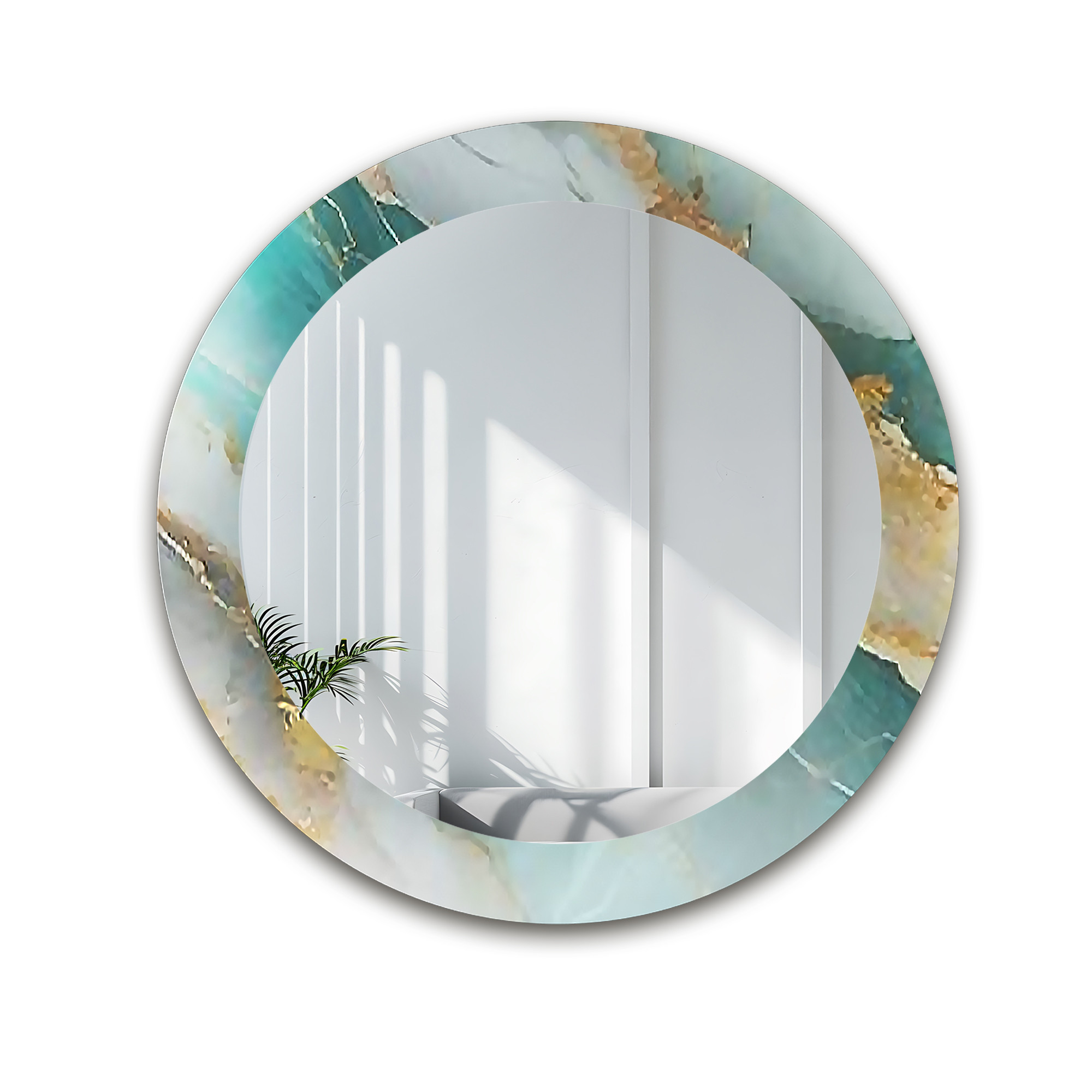 Okrągłe lustro na zielonym marmurze - MARBLE BOSCARO
