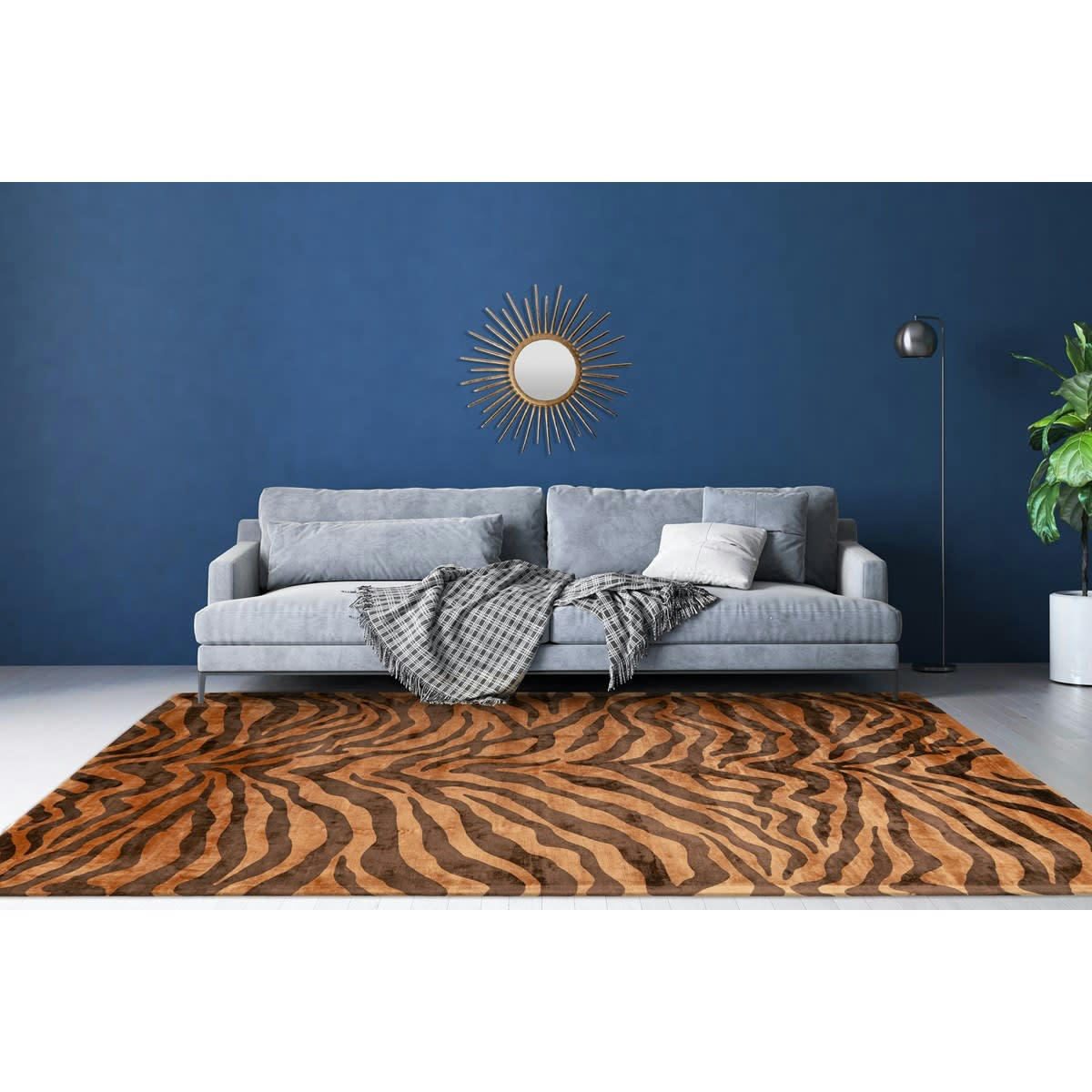 ZEBRA - Tapis moderne fait main en Viscose Marron 80x150 cm