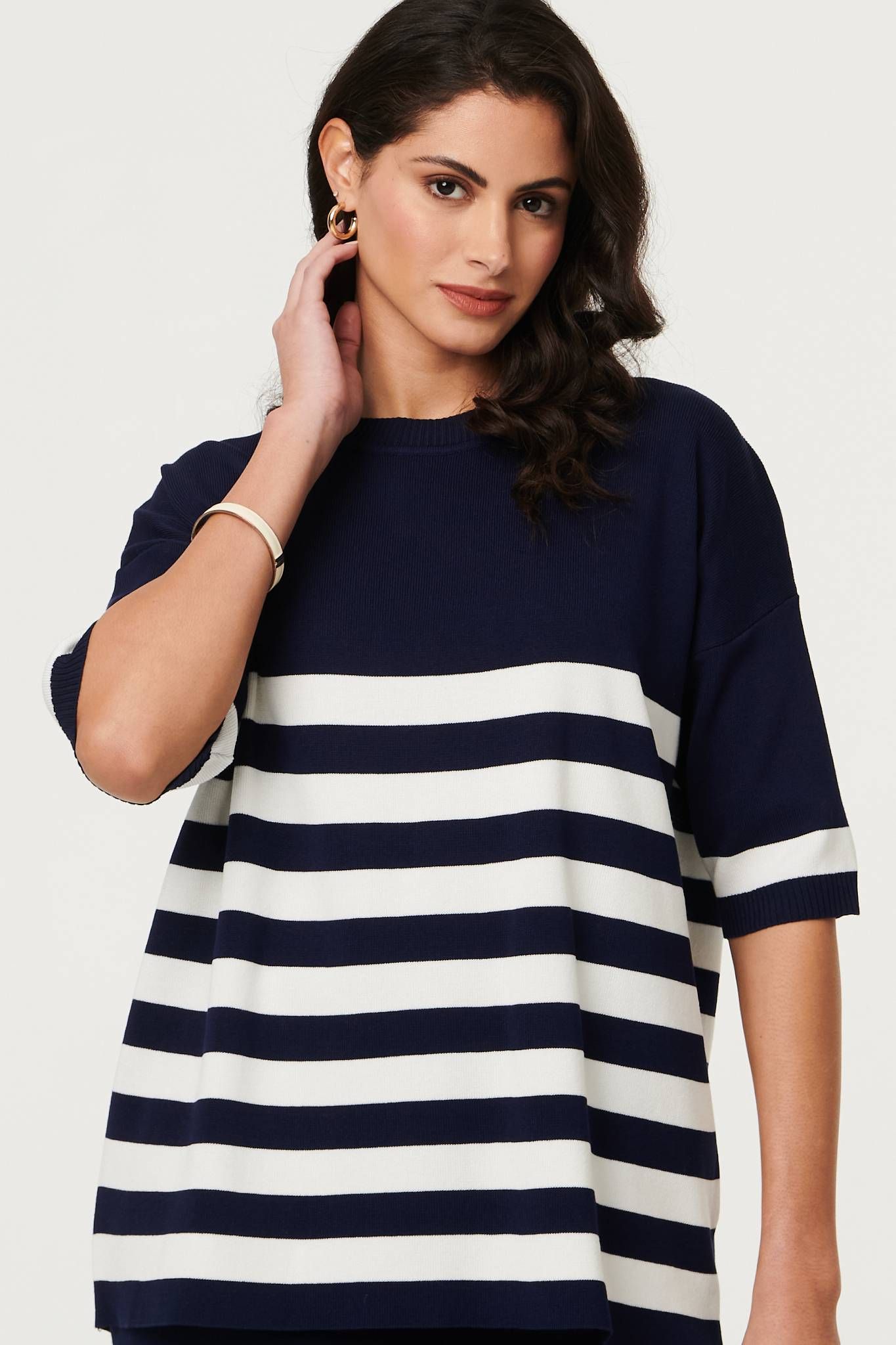Izabel London Knit Texture Relaxed Top & Trousers Set