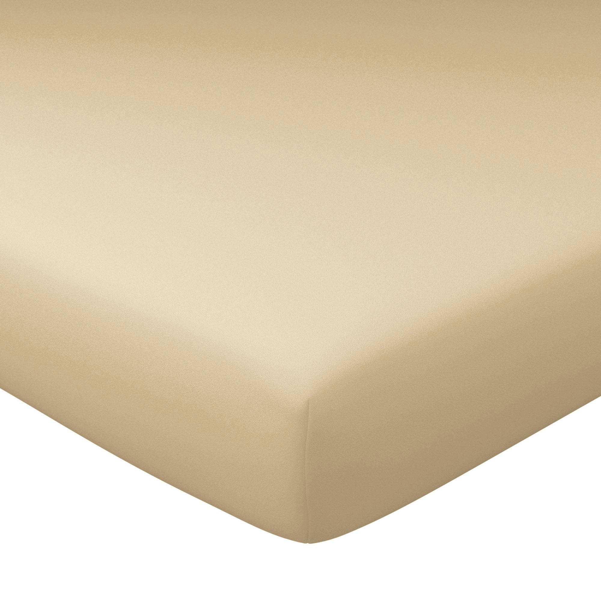 FLANELLE - Drap-housse grand bonnet 90x190x32 beige en coton