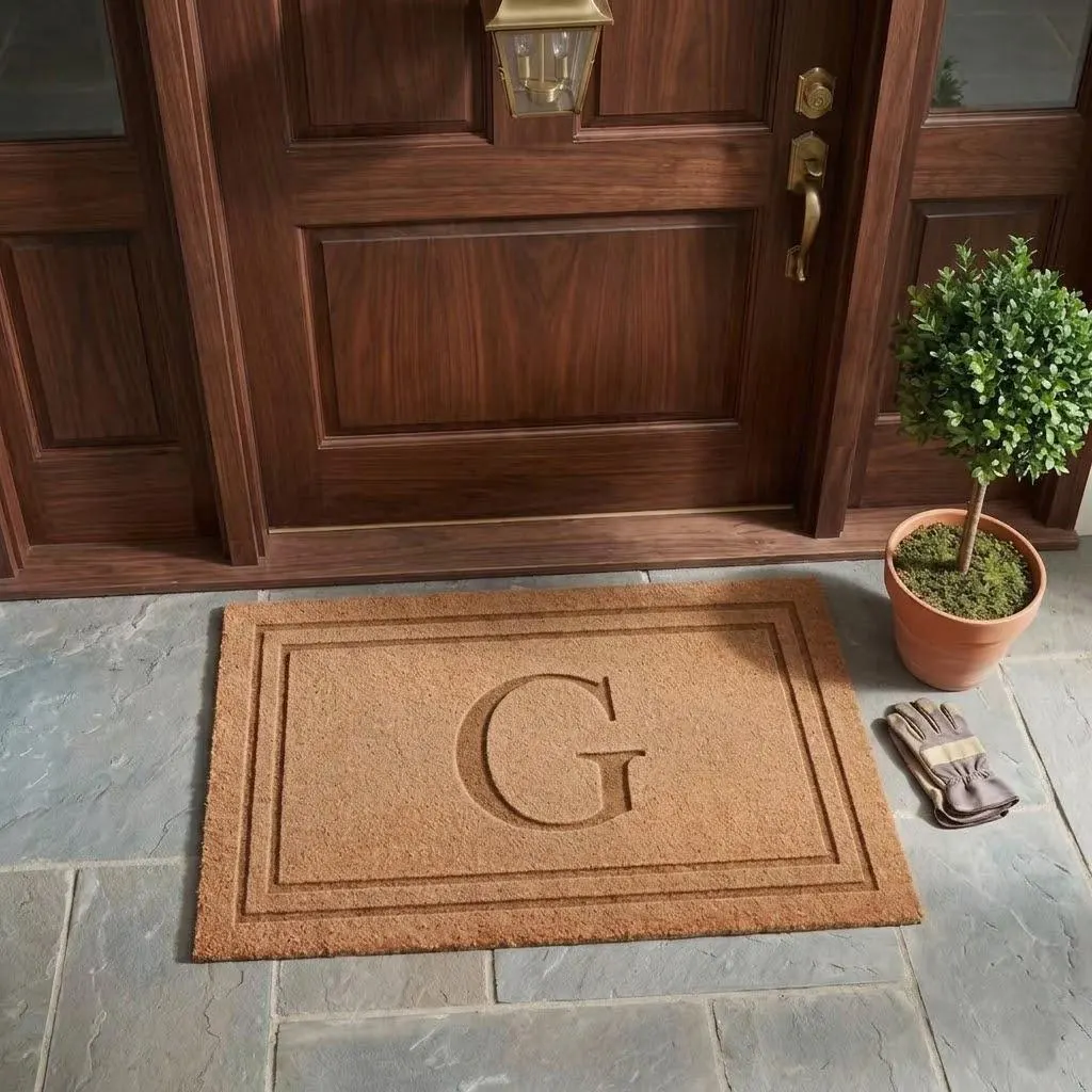 Engraved Recessed ,3D carving, Personalized Monogram Entryway Mat, Modern Polyester Doormat, Housewarming Gift