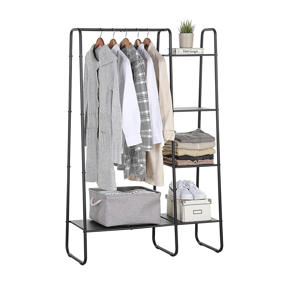 Freestanding Clothes Metal Garment and Accessories, Organizer Closet Rack (WHT)
