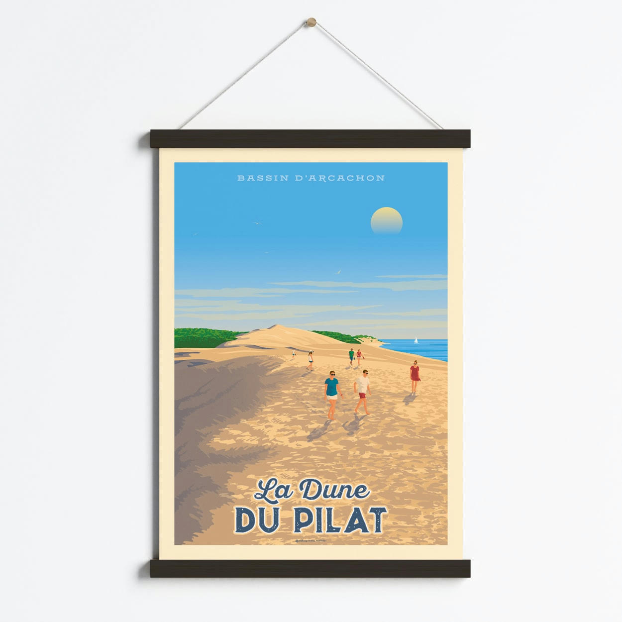 - Affiche Dune du Pilat Arcachon + Cadre Magnétique (Bois Noir) 50x70 cm