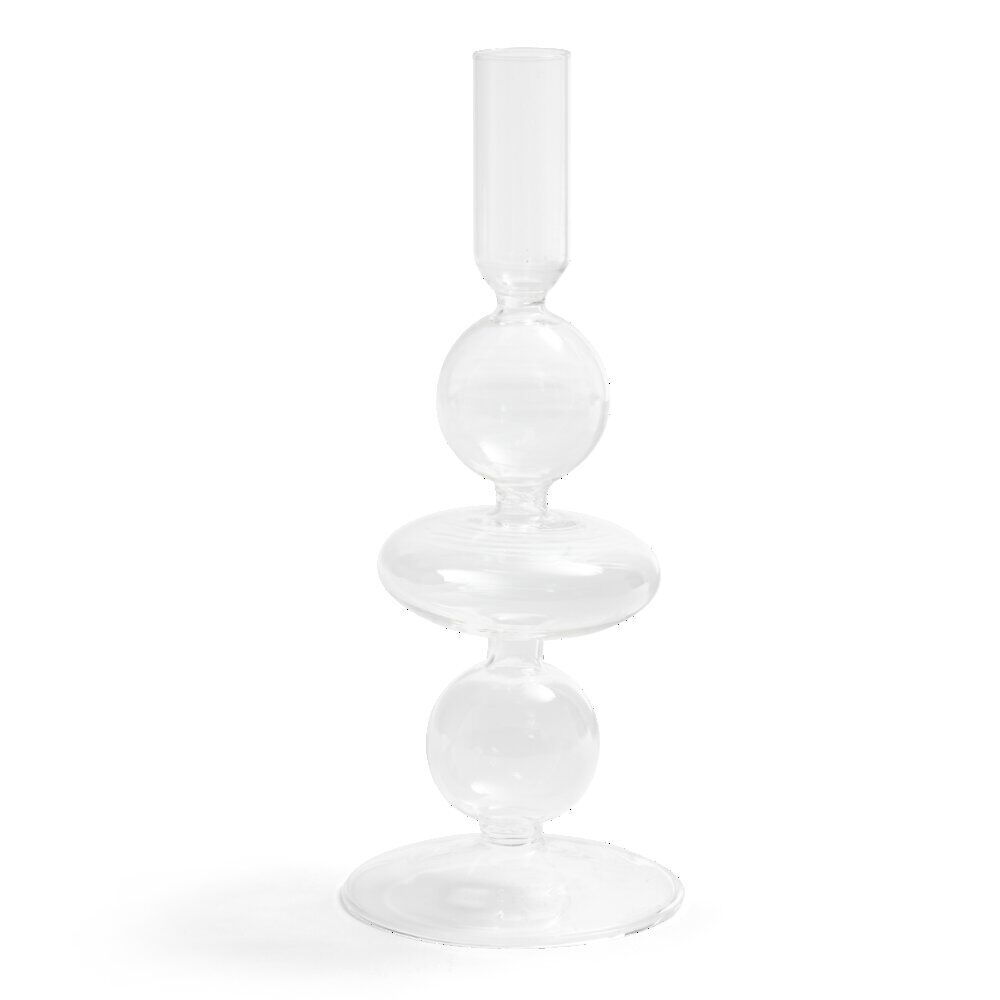 Bougeoir chandelier verre incolore Ø8,7xH21,5cm
