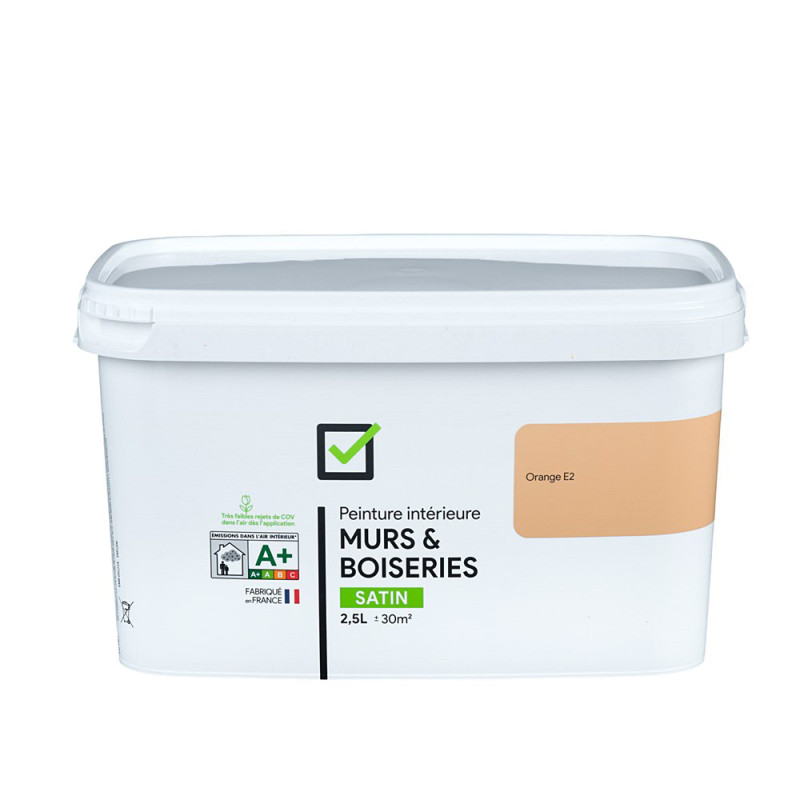 Peinture pour murs et boiseries orange E2 satiné 2,5 L