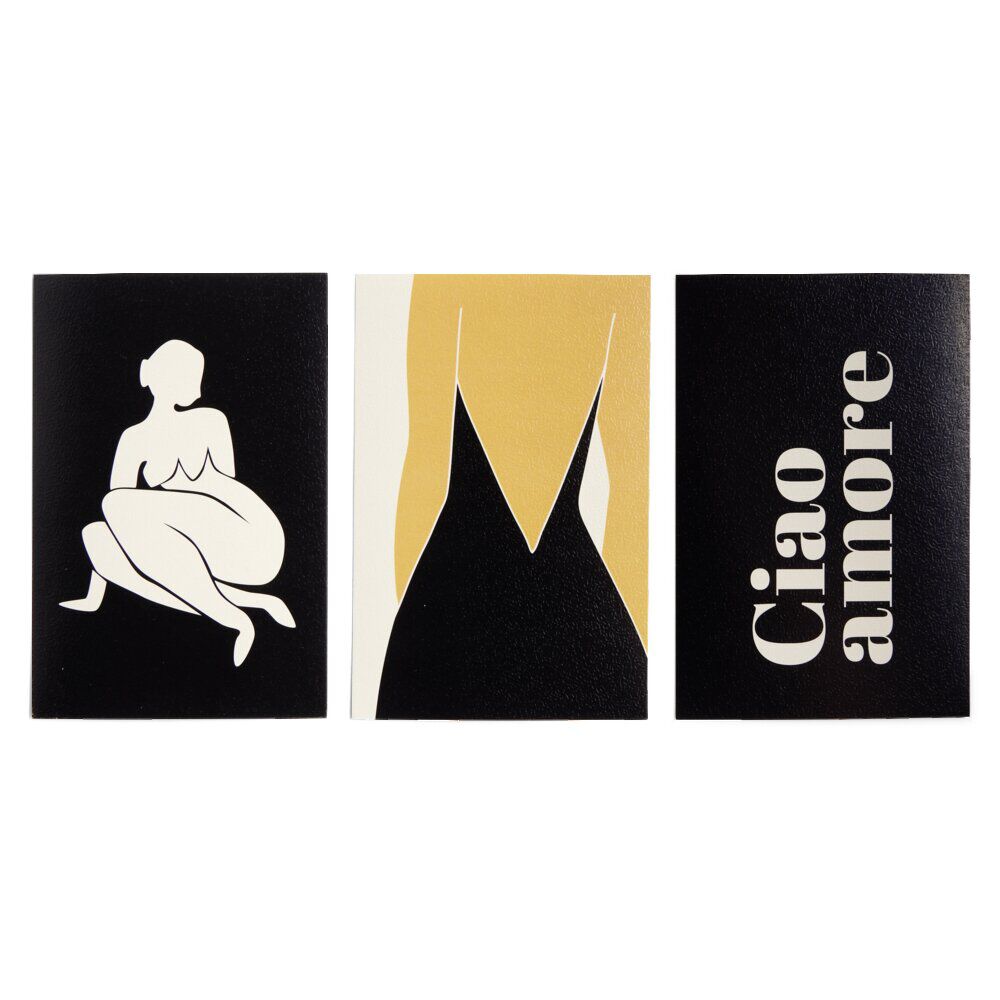 Lot de 3 affiches papier noir et orange 10x15cm