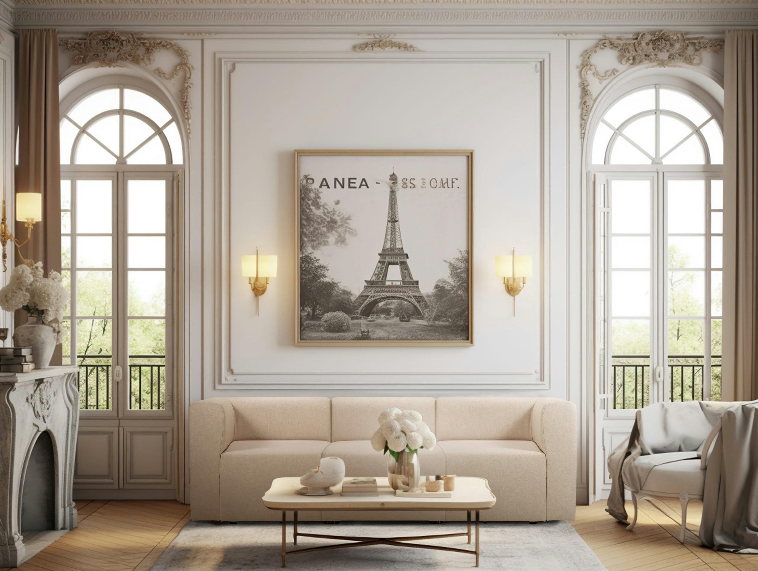 PINOT - Canapé droit modulable 4 places en tissu beige