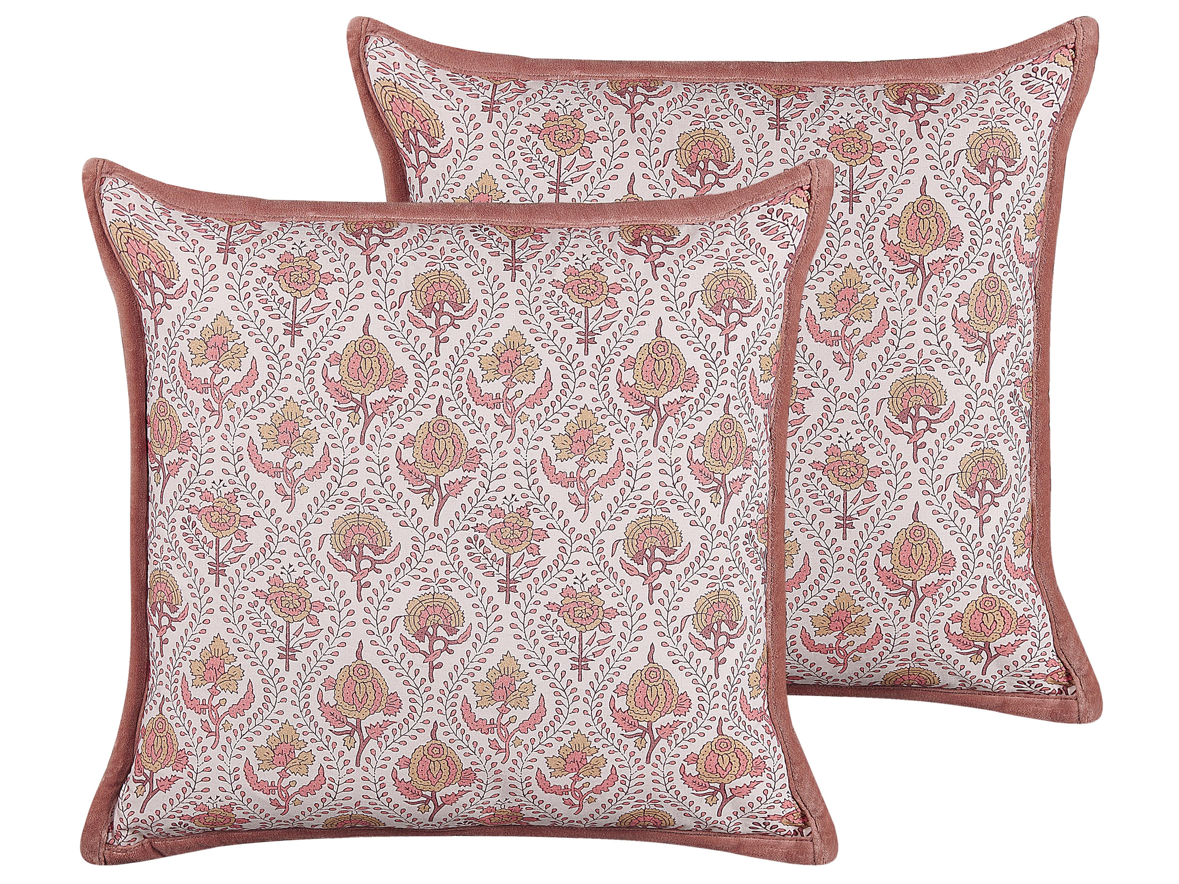 Throw Cushion PICEA Cotton 45 x 45 cm Red Floral Pattern