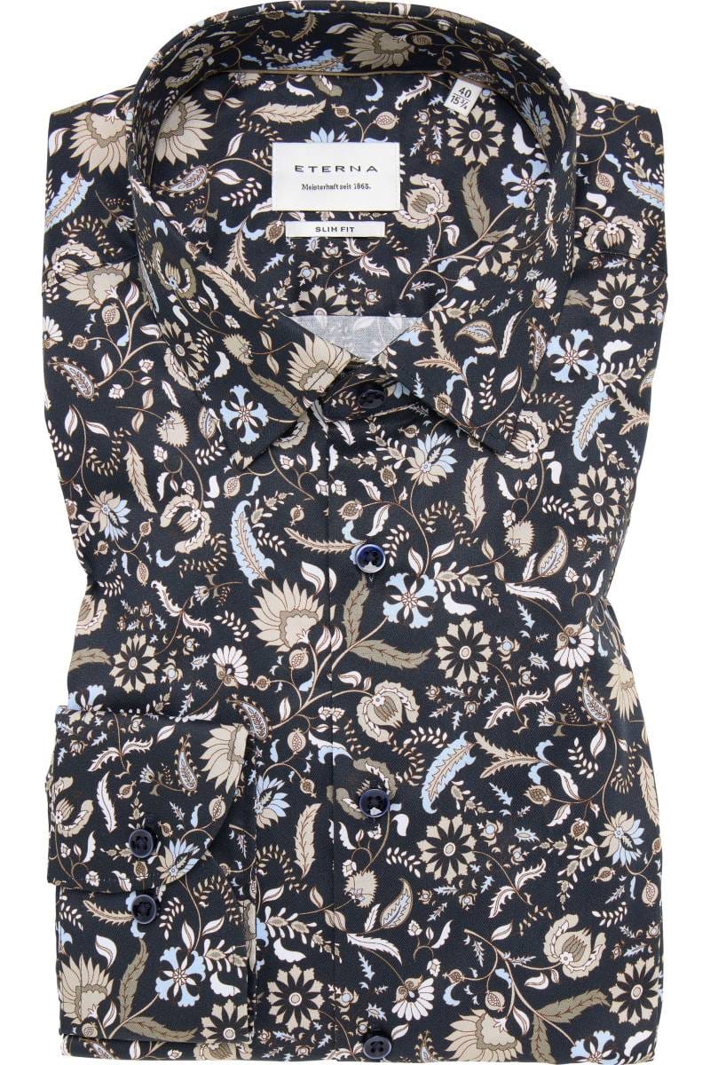 ETERNA Slim Fit Hemd marine, Bedruckt