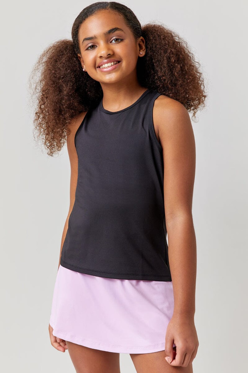 Hello Franki Sport Black Racer Back Tank Top for girls