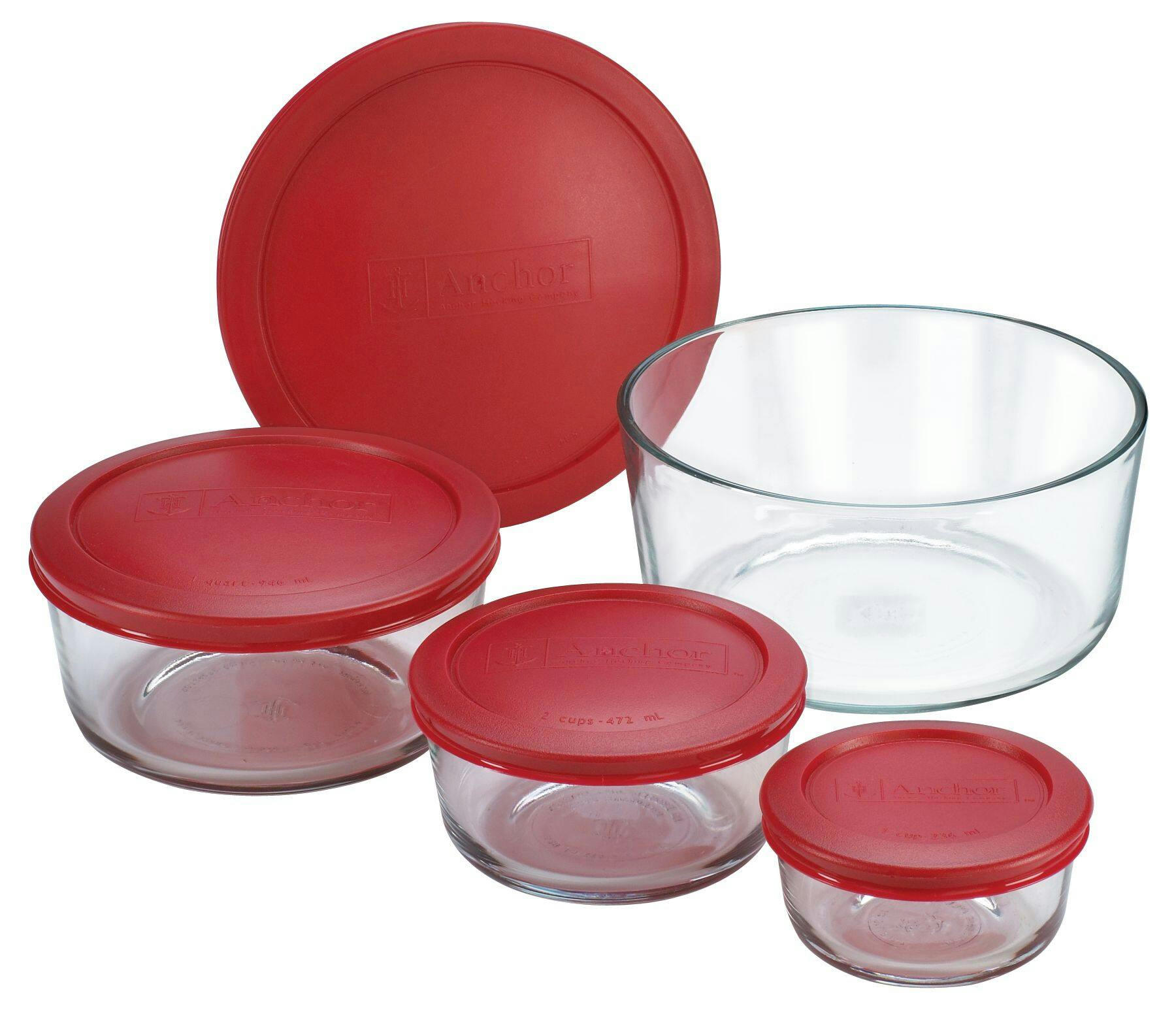 Anchor Hocking Round Glass Storage Set, Assorted Sizes, 8-pc
