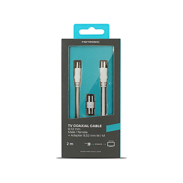 Câble TV coaxial 9,52 mm mâle/fem. adaptateur mâle/mâle 2 m - Metronic 338004