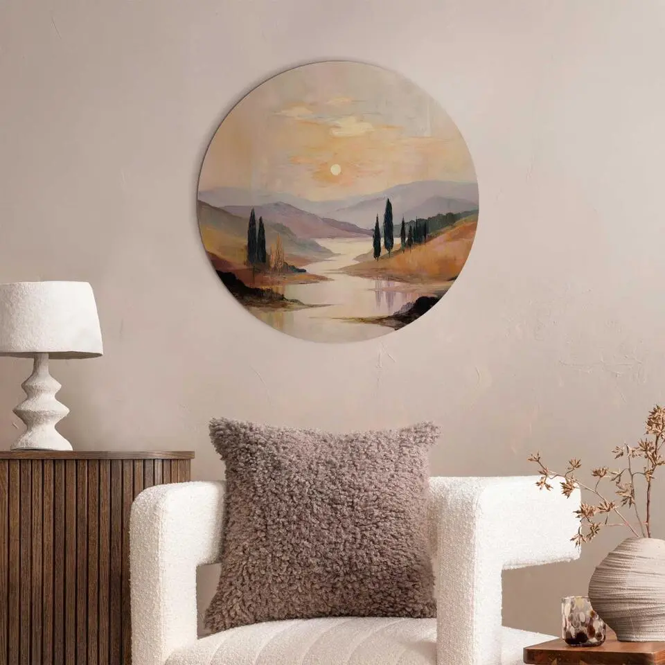 Glasschilderij Landschap I - &Oslash; 50 - Bruin