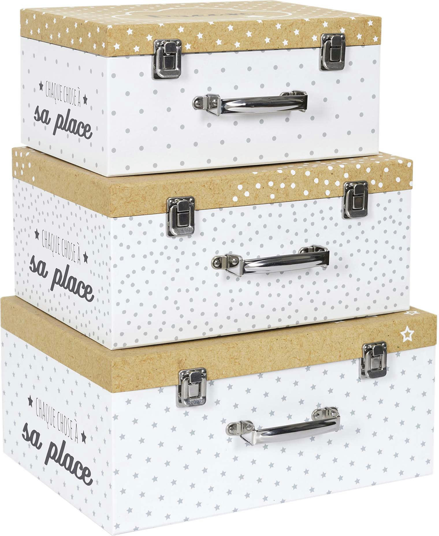 - Set de 3 valisettes de rangement enfant étoiles