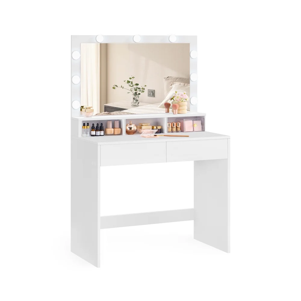 Coiffeuse avec miroir LED rectangulaire