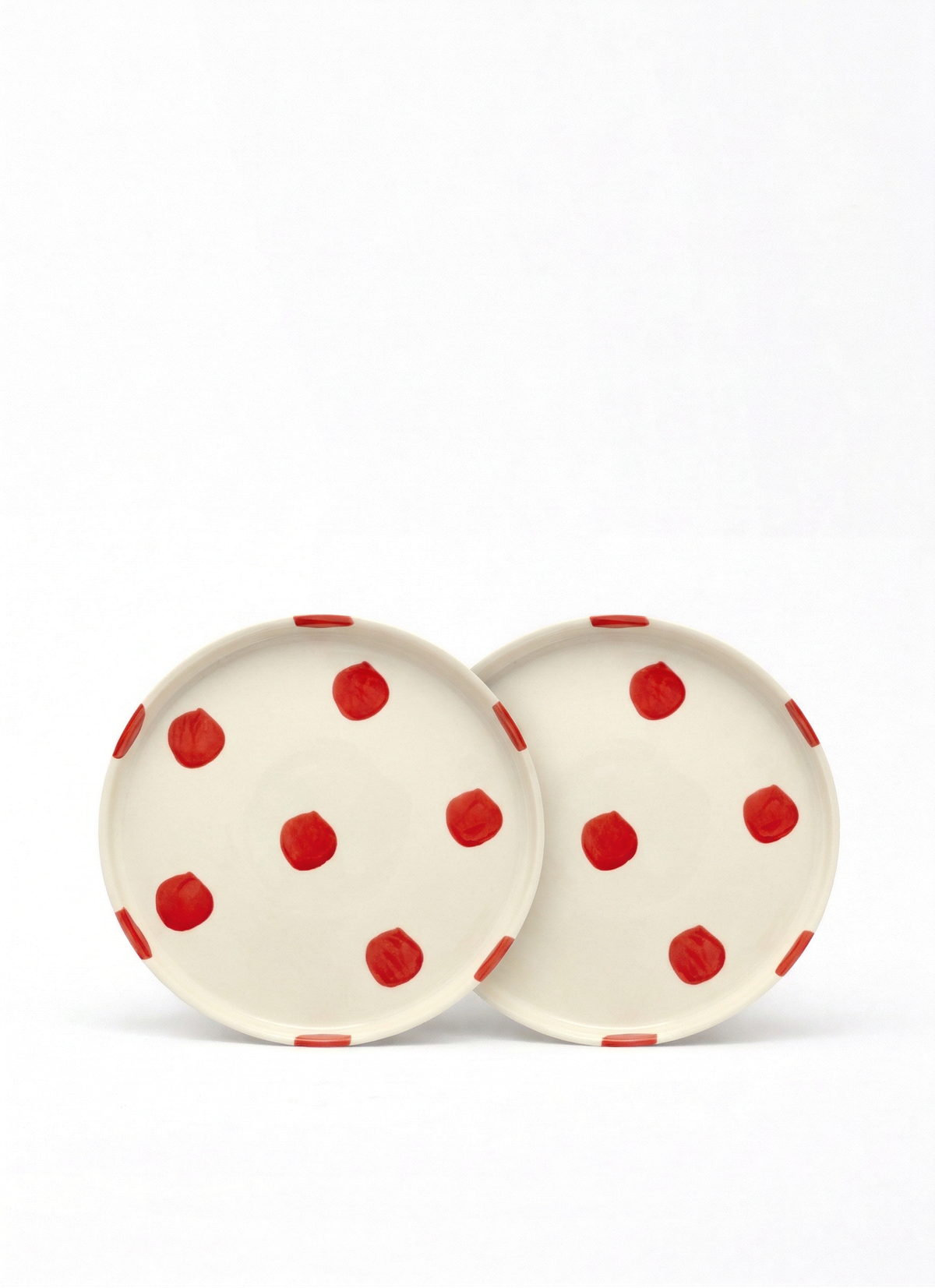 vtwonen - Lunchbord - Stippen - Rood - Set van 2 - Keramiek - 20cm