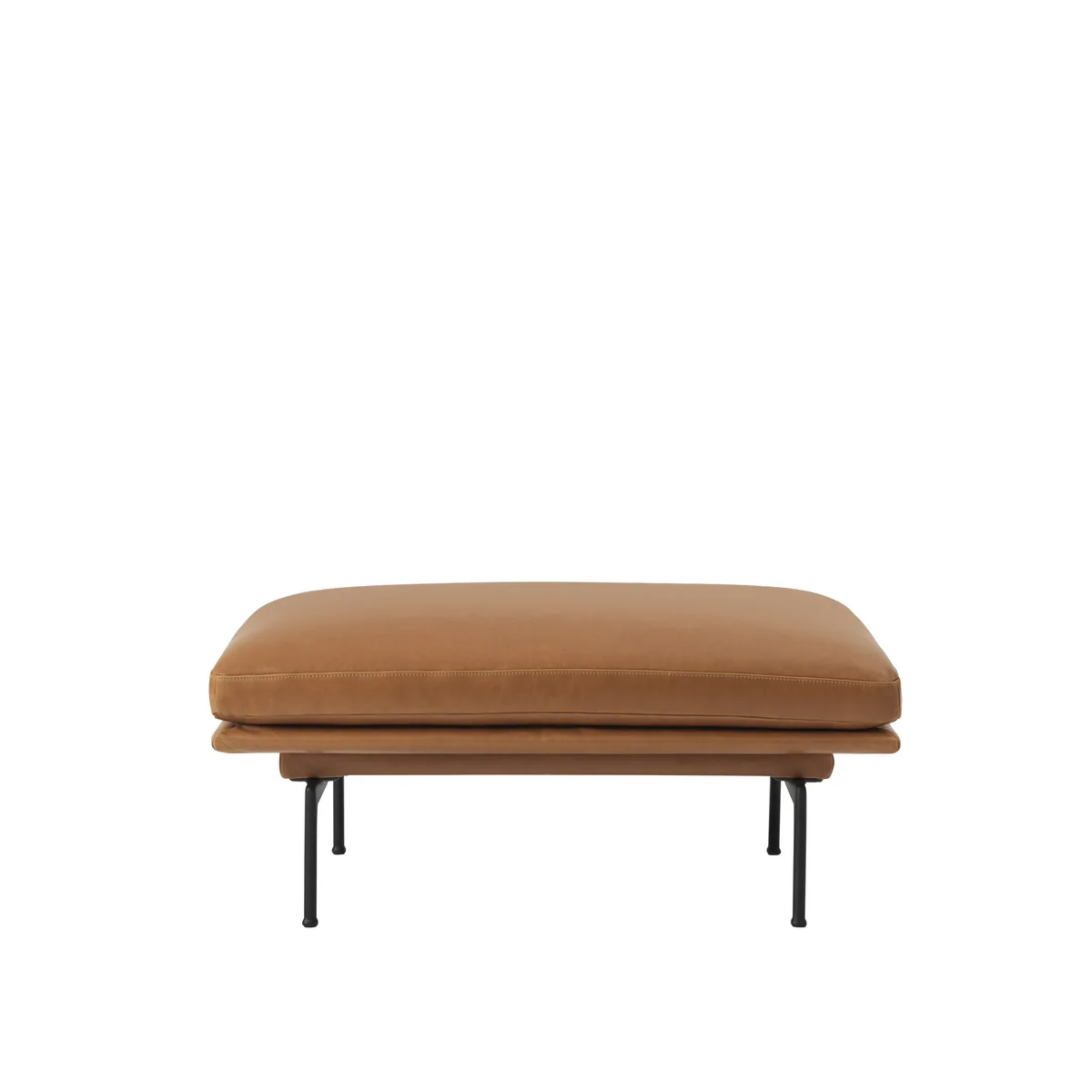Muuto - Outline Sofa Pouf, schwarz / Refine Leder cognac