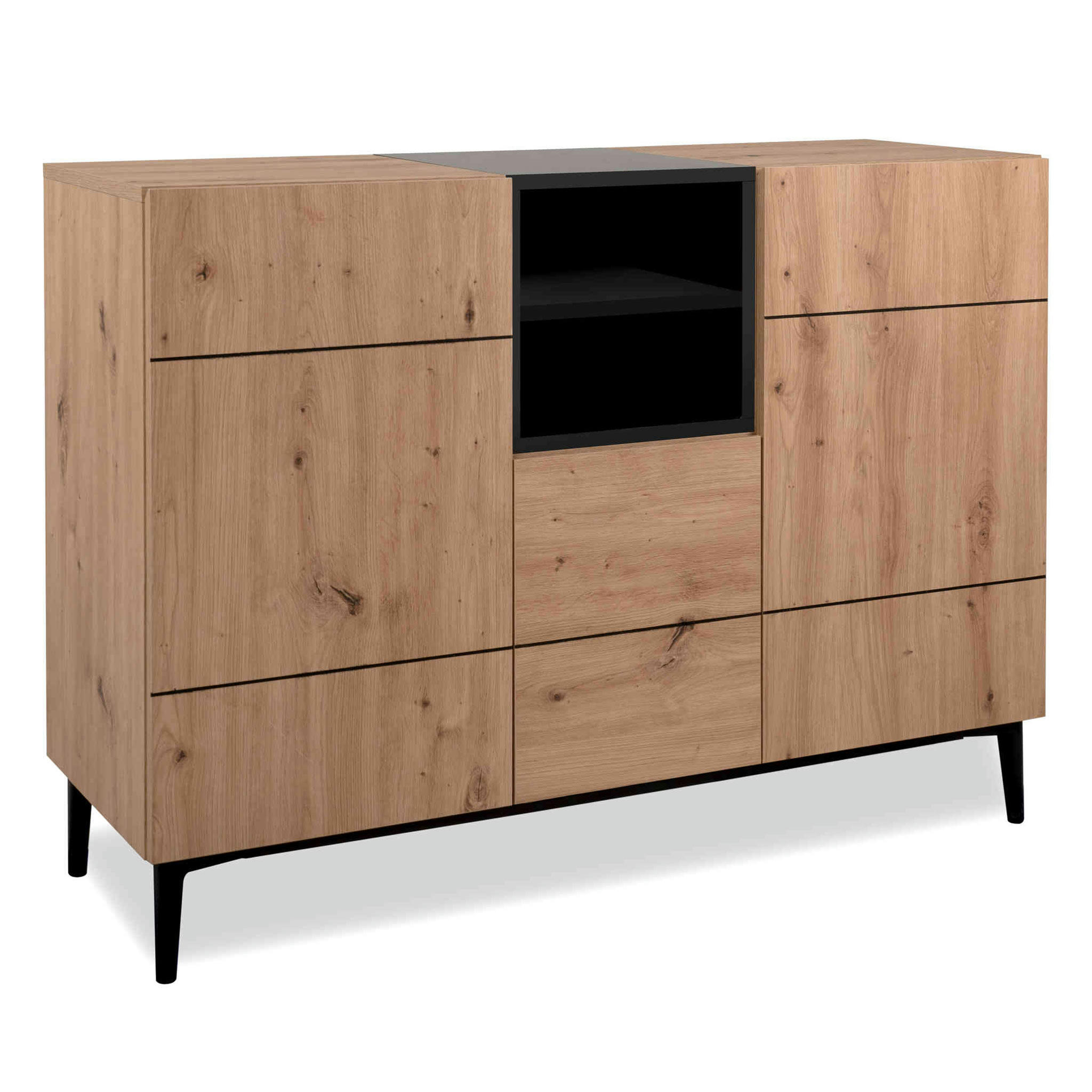 - Commode 1 niche 3 portes bois clair