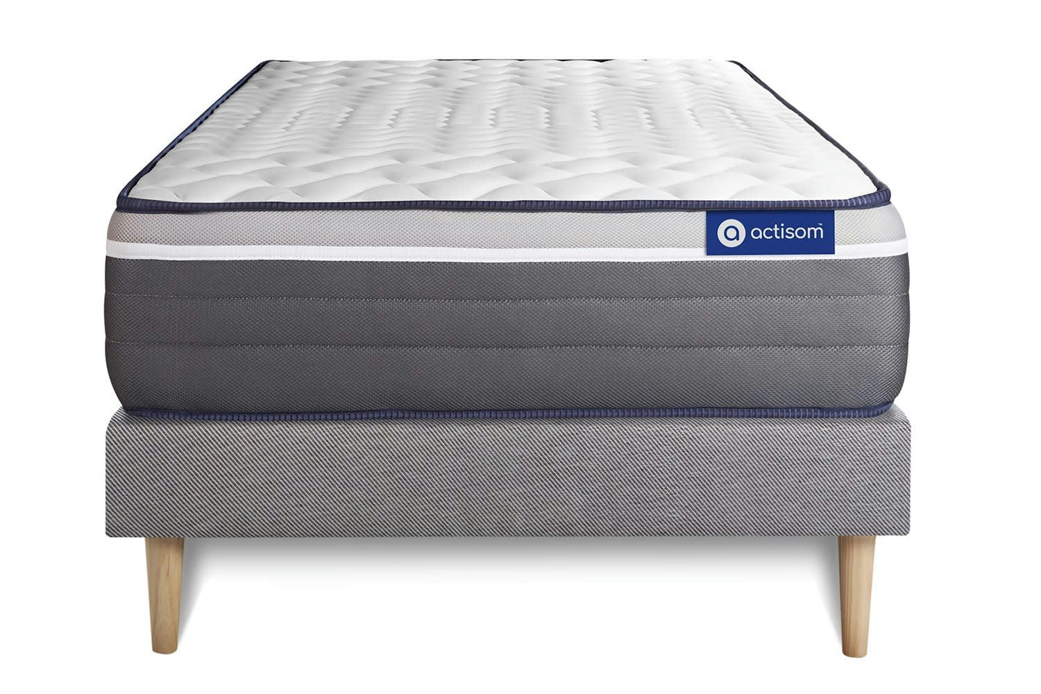 ACTIMEMO PLUS - Ensemble 80x190 cm sommier kit gris
