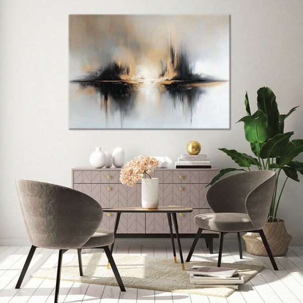 Feeby Obraz na płótnie, Abstrakcja Beżowo Szara 60x40