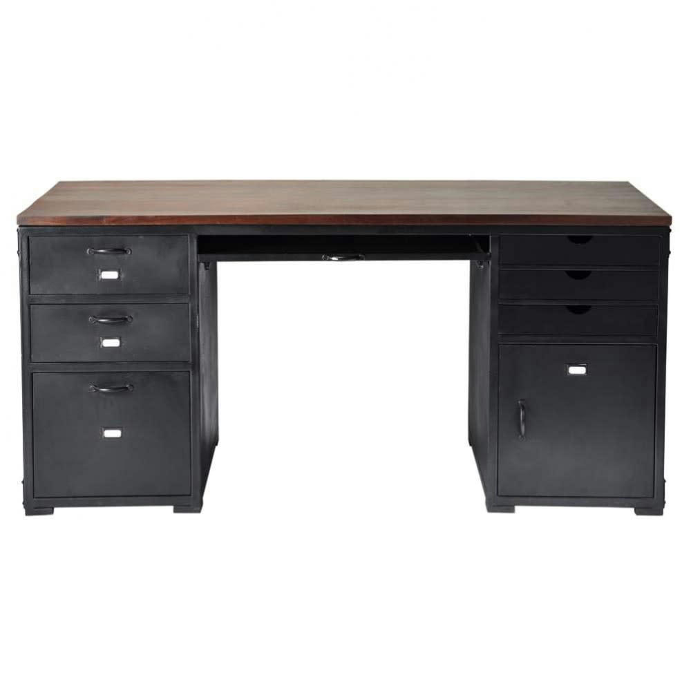 Industry - Bureau en manguier massif et métal