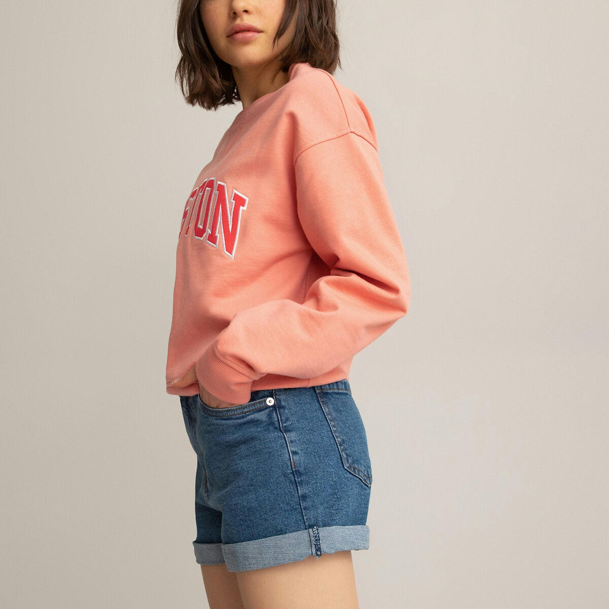 Short en jean, taille haute