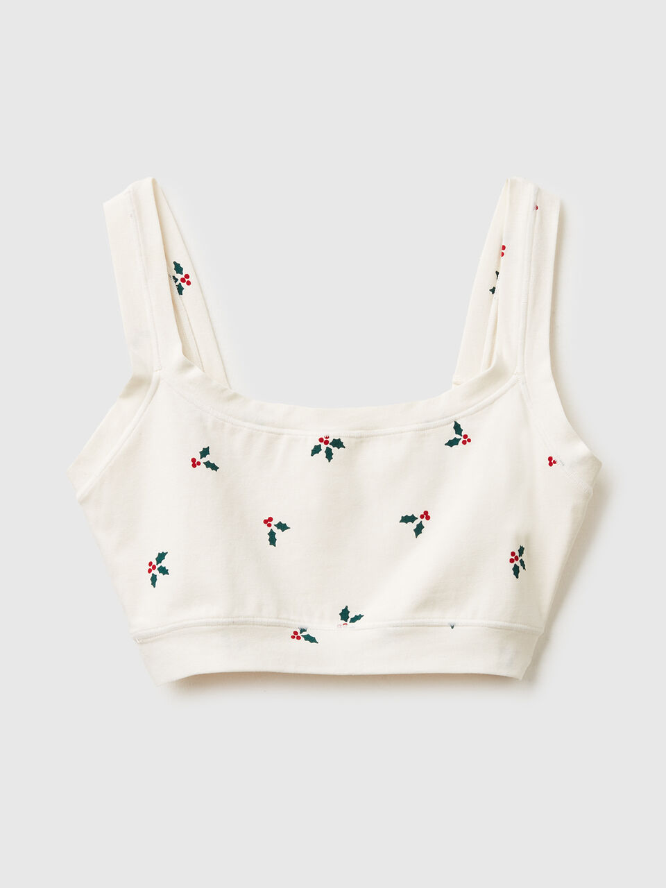 Brassiere with Christmas holly print