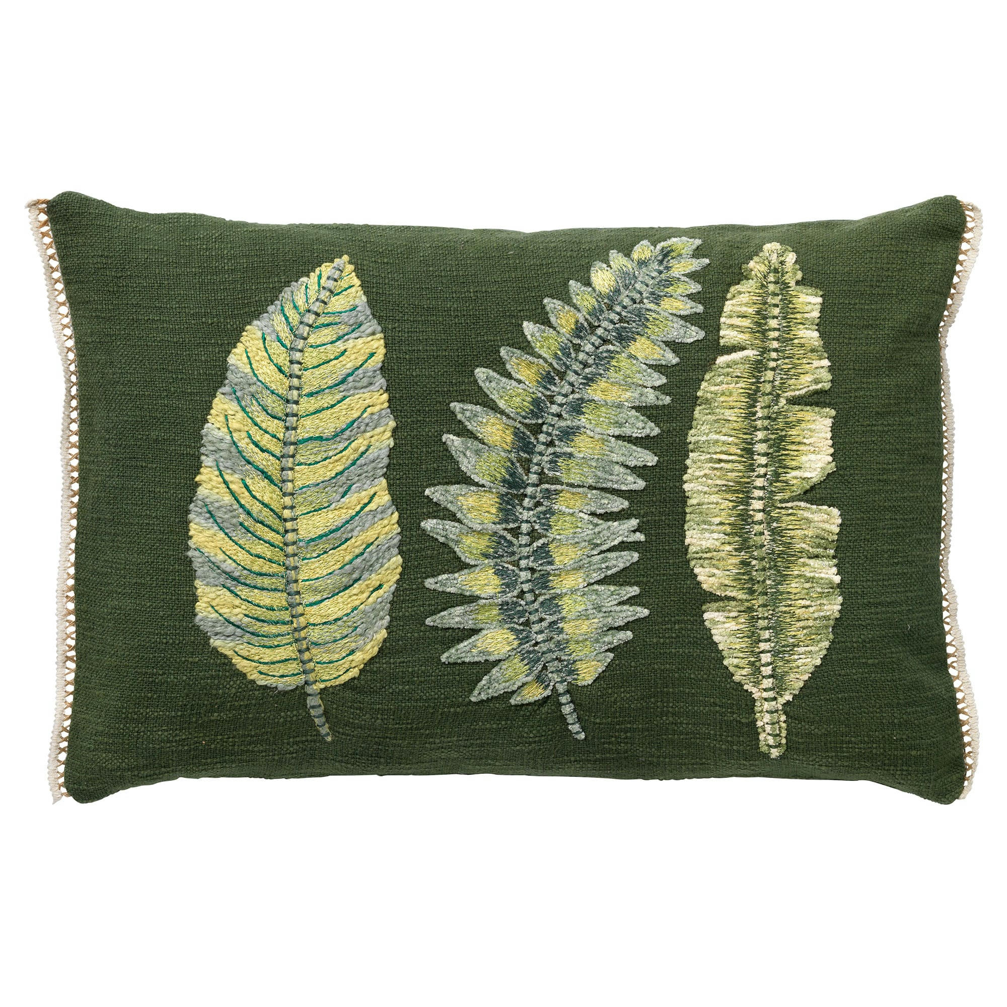FERNANDO - Coussin vert en coton 40x60 cm avec motif fleuri