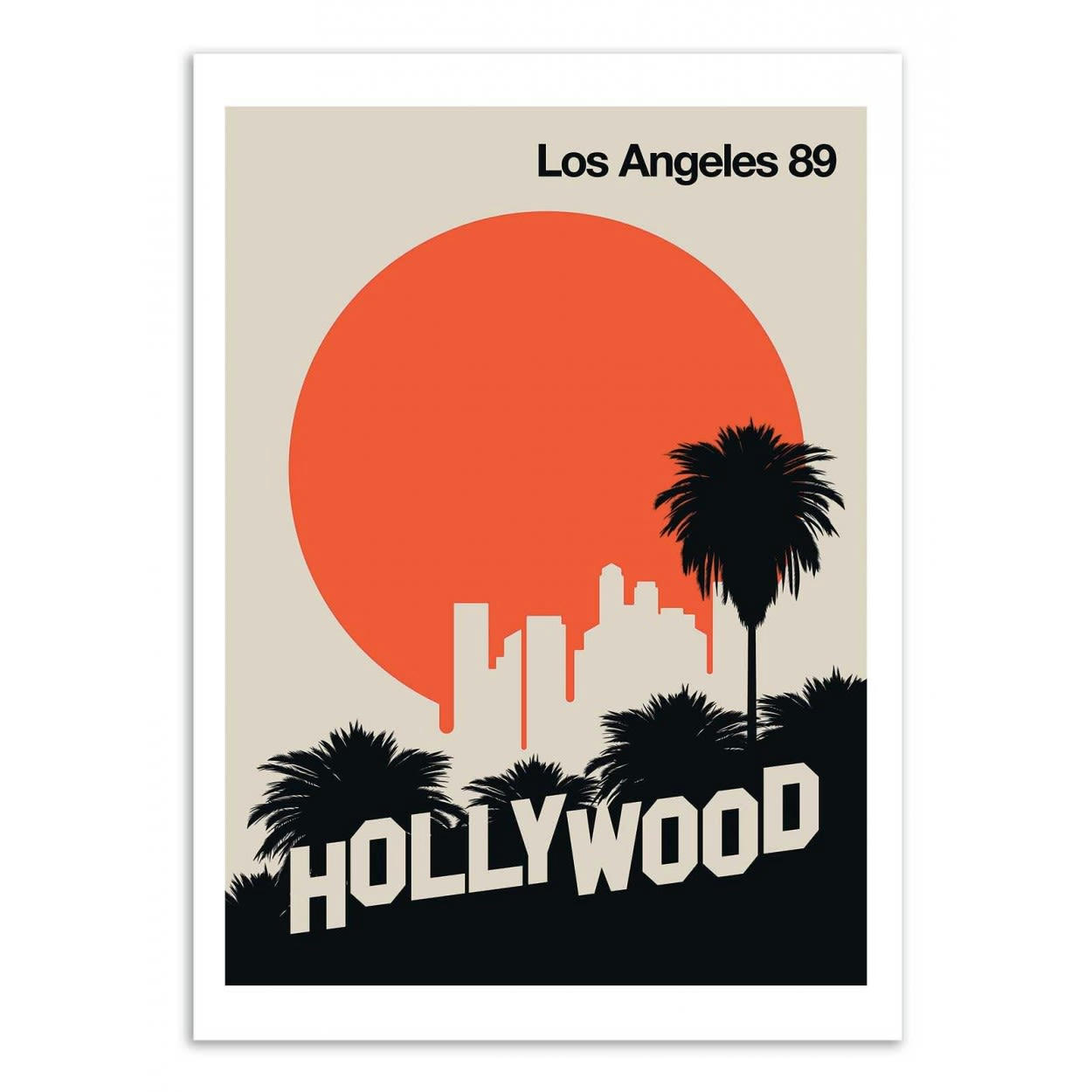 BO LUNDBERG - LOS ANGELES 89 - Affiche d'art avec Cadre bois noir - 30 x 40 cm