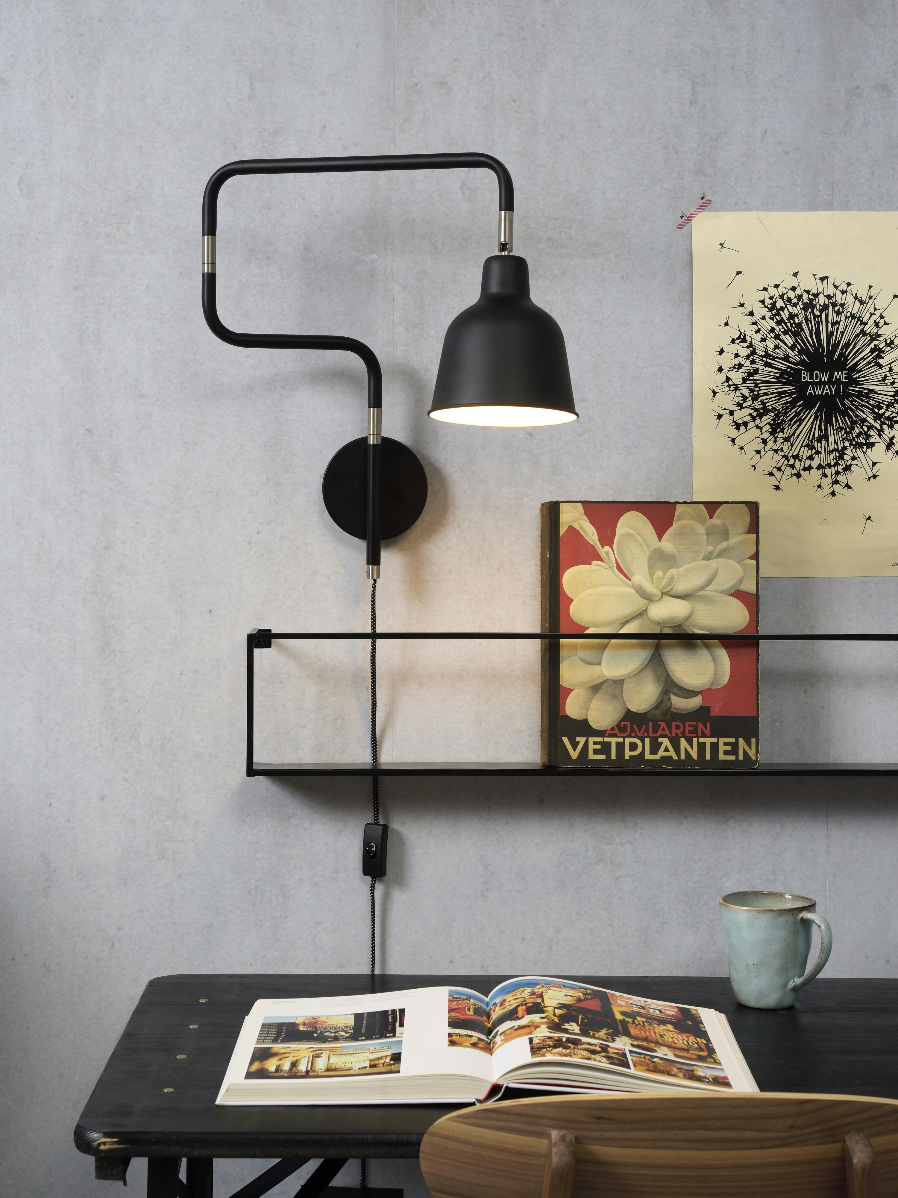 LONDON - Applique articulée métal noir L21-57cm