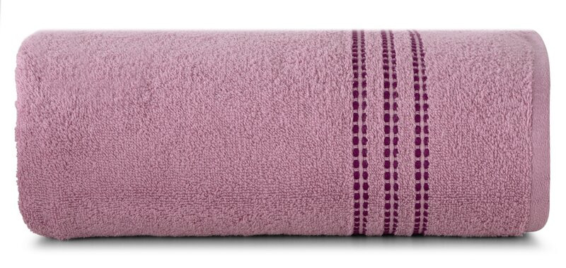 Ręcznik Seba 50x90 pudrowy z ozdobną bordiurą w pasy 480 g/m2