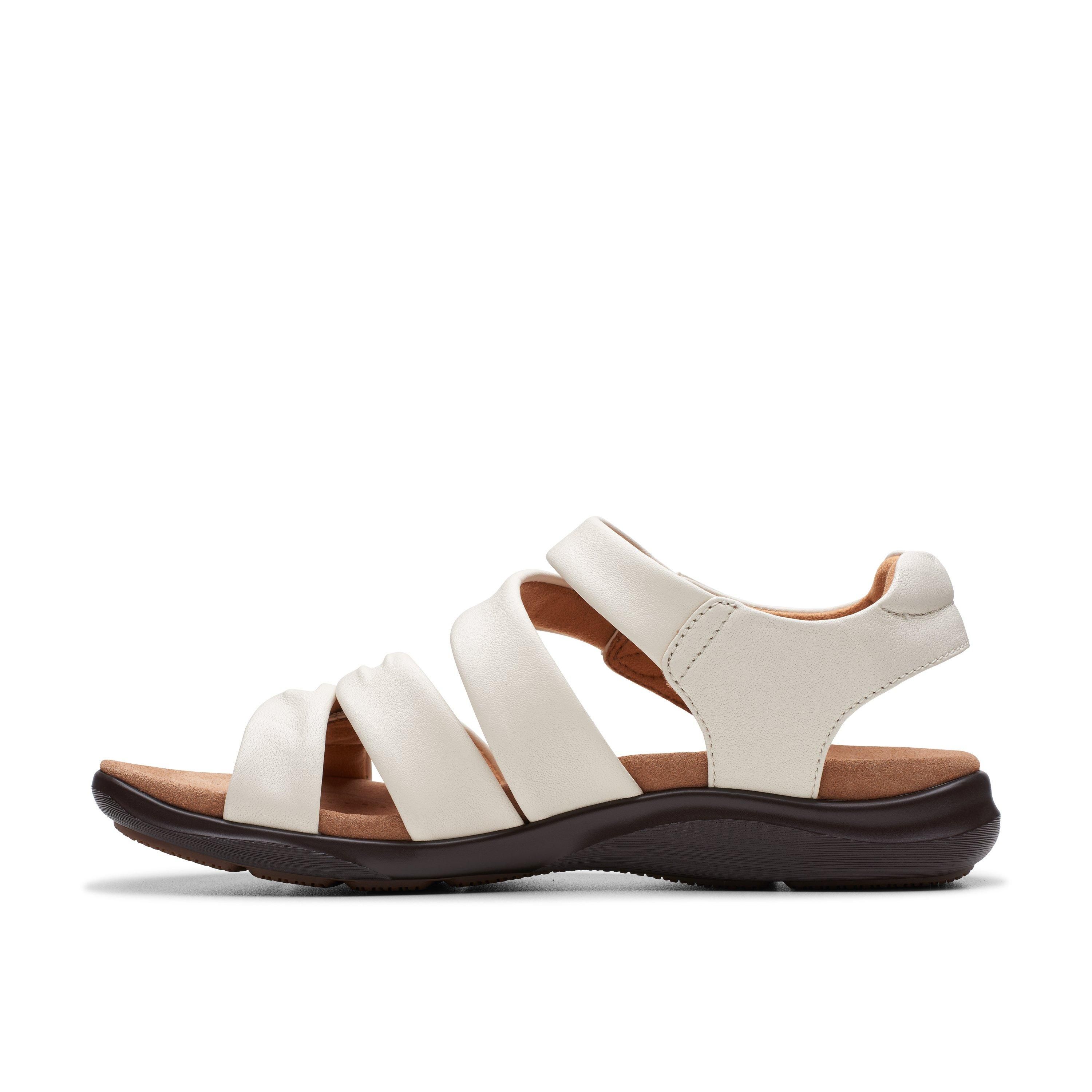 Clarks Kitly Ave Off White Leather Flat Sandals
