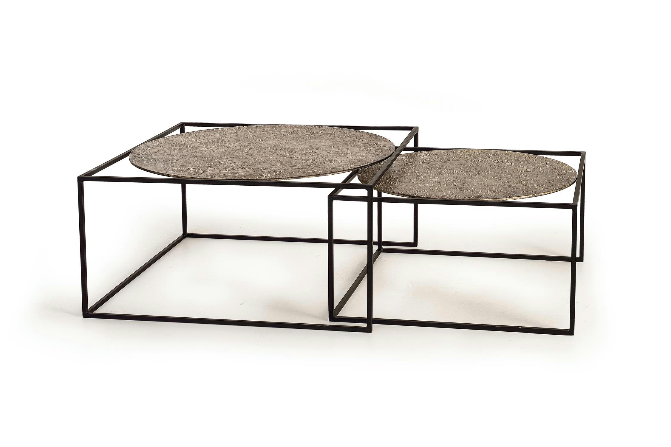 - Set 2 tables en métal et verre