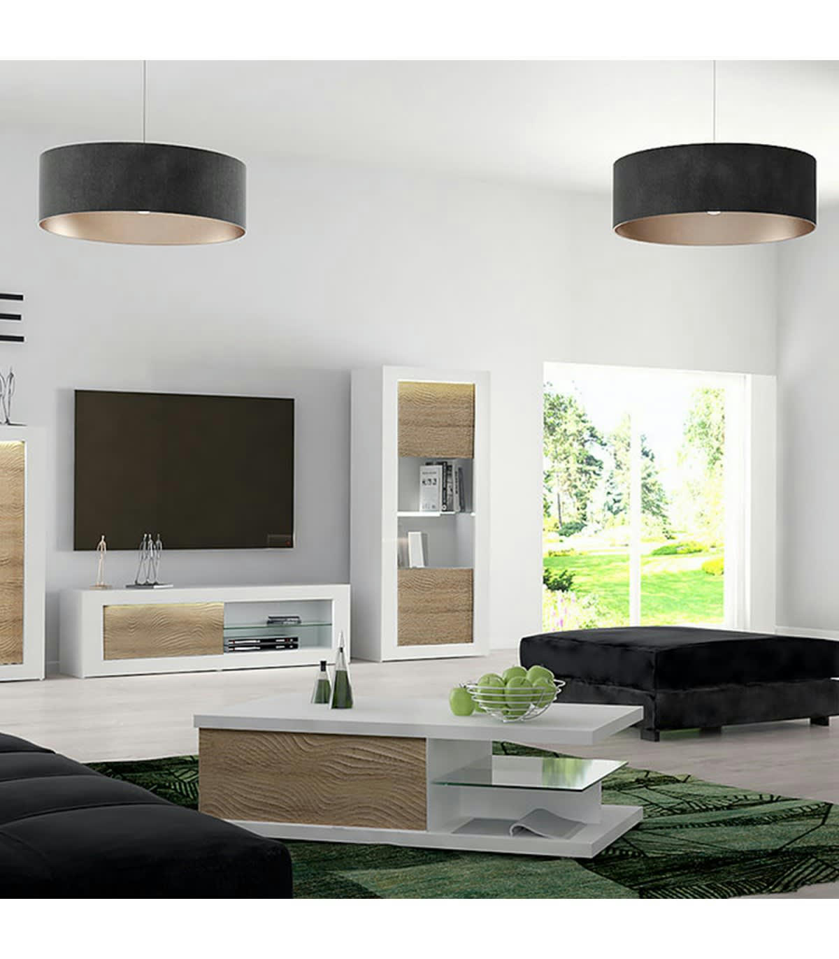 KARMA - Table basse 1 Tiroir large - Blanc et effet Bois