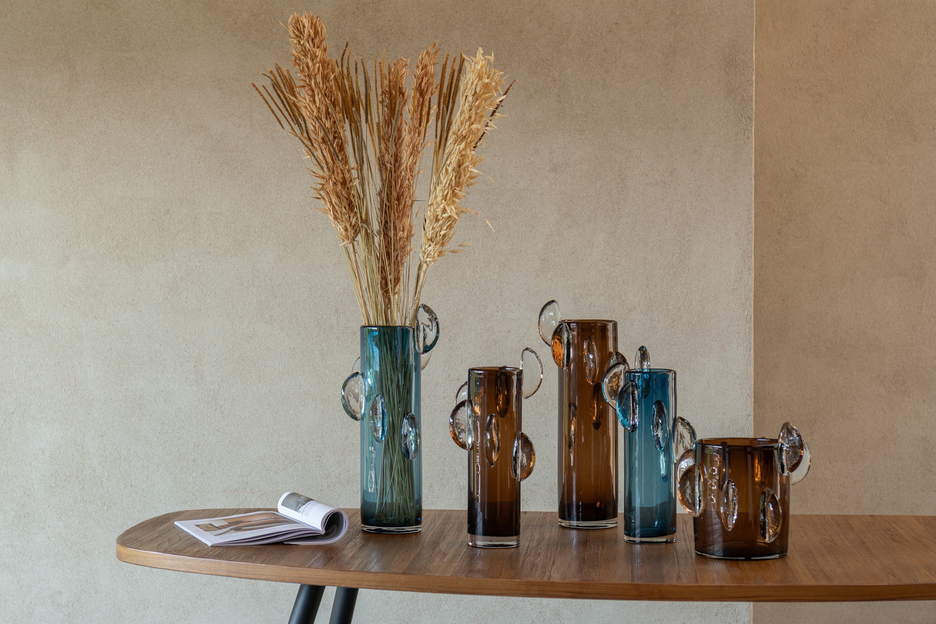 J-Line vaas Steggy - glas - bruin - large - 46 cm hoog