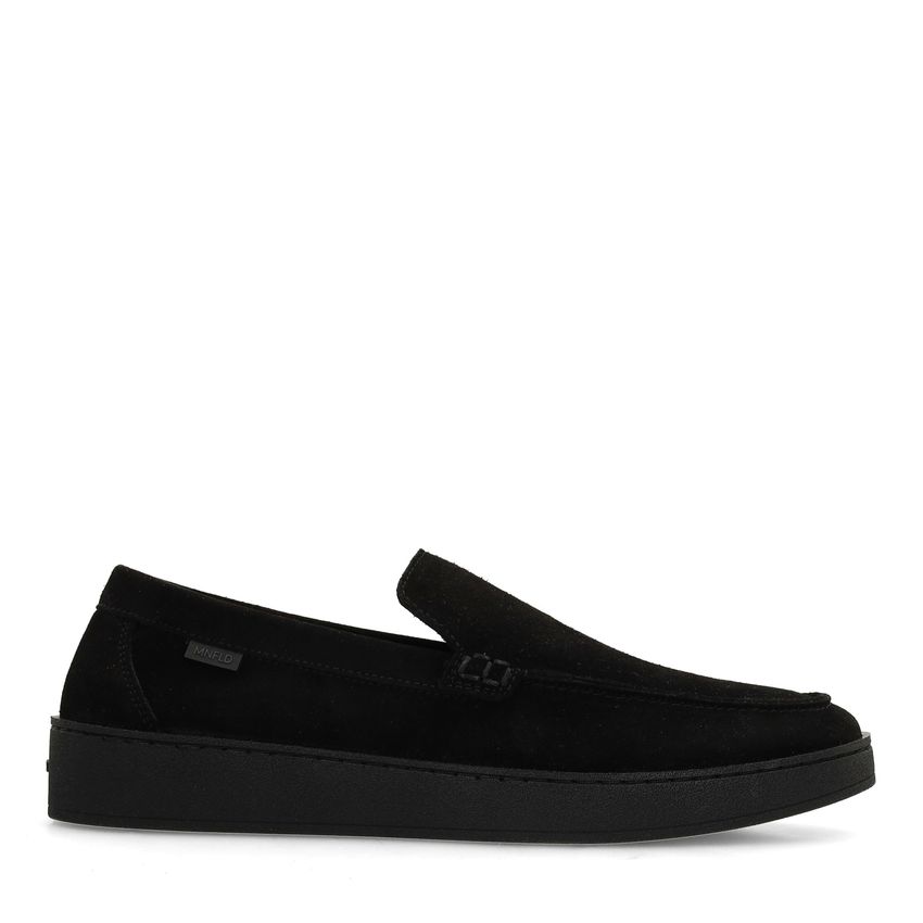 Manfield Zwarte suède loafers