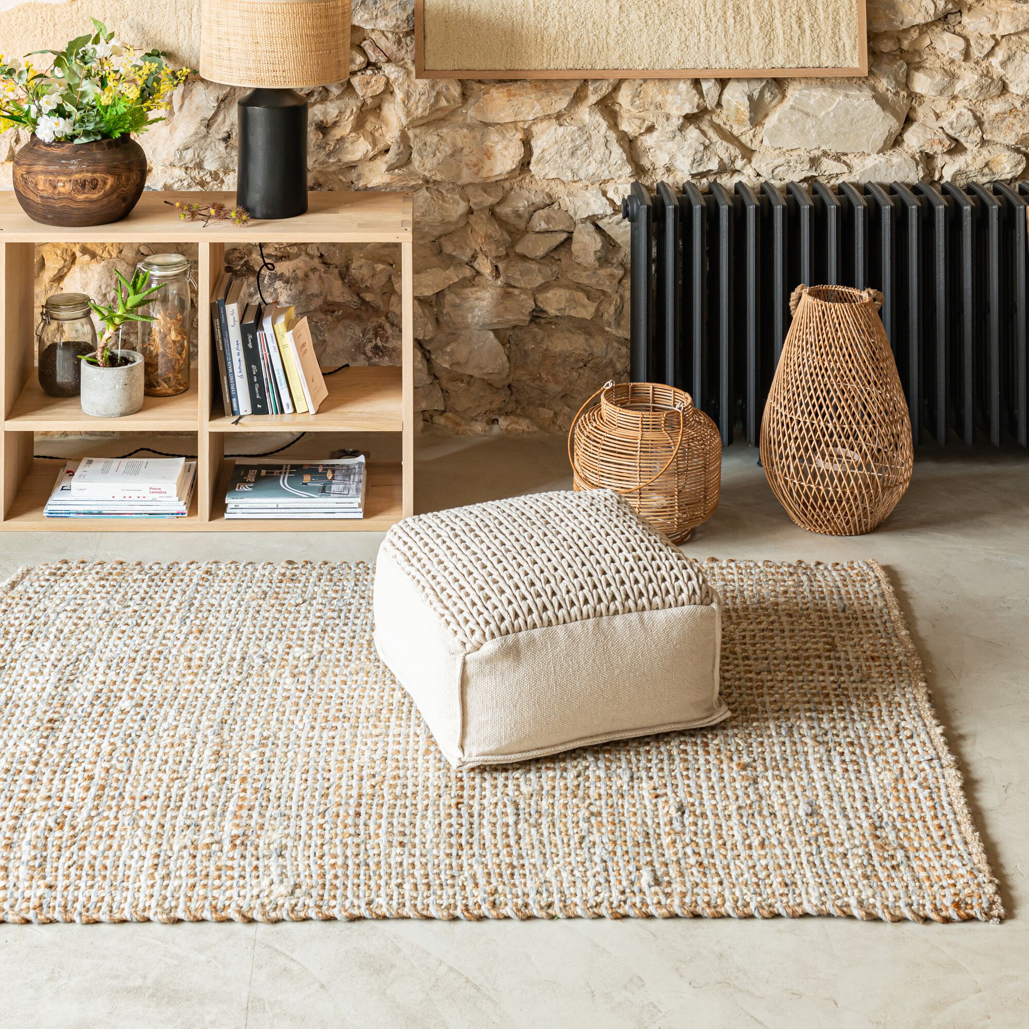 NIOLON - Tapis tressé en jute - naturel 120x170cm