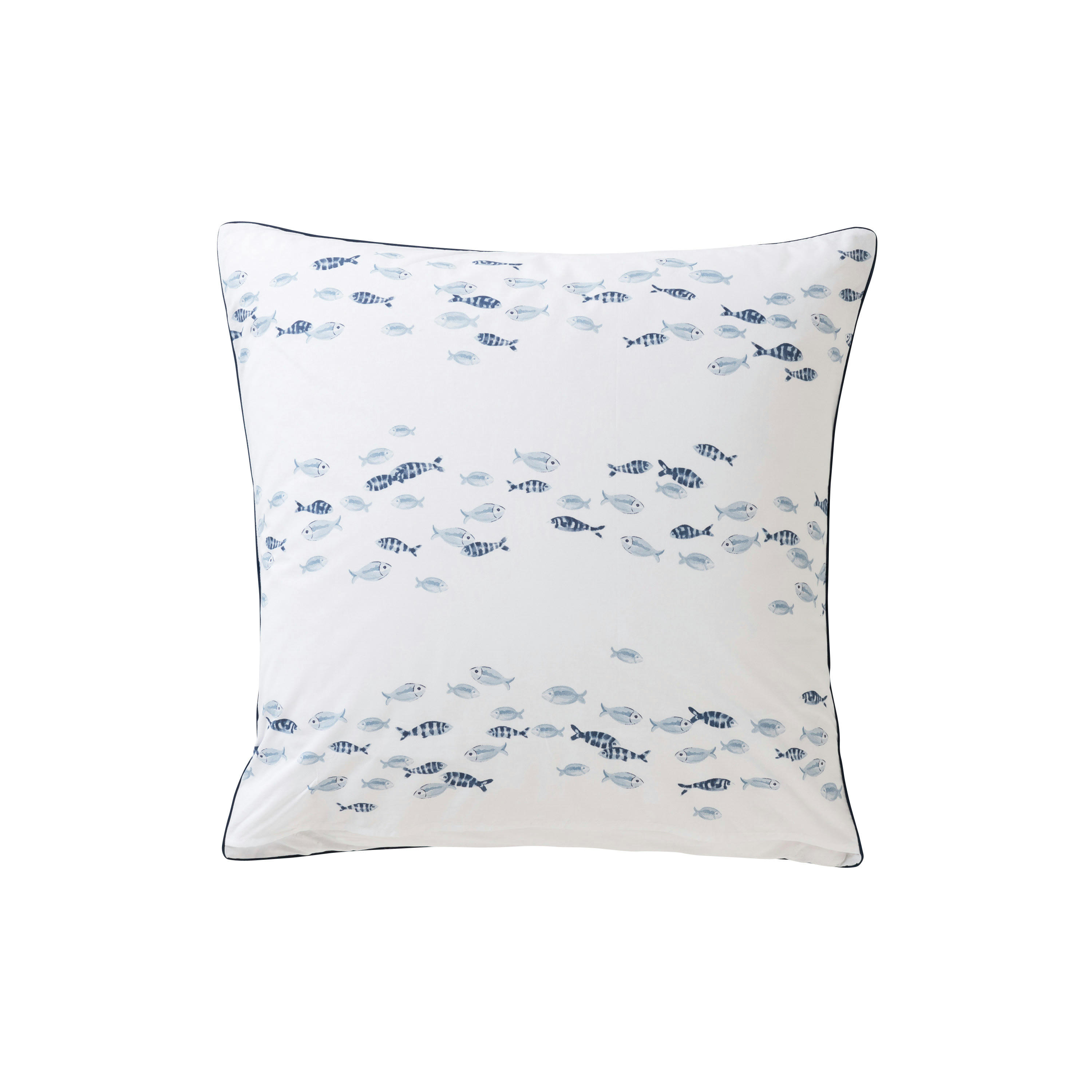 OCEANOS - Taie d'oreiller carré imprimé bleu 64 x 64 cm