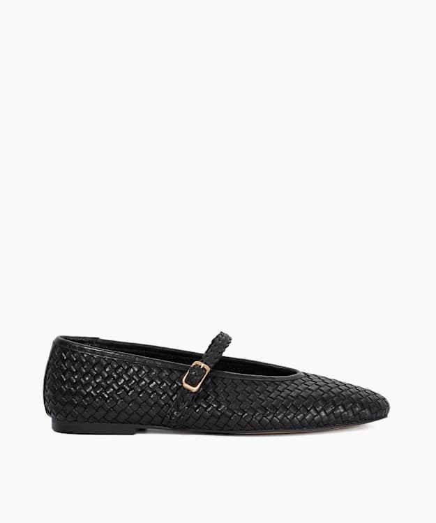 Headliner Black - Square Toe Woven Leather Mary Janes