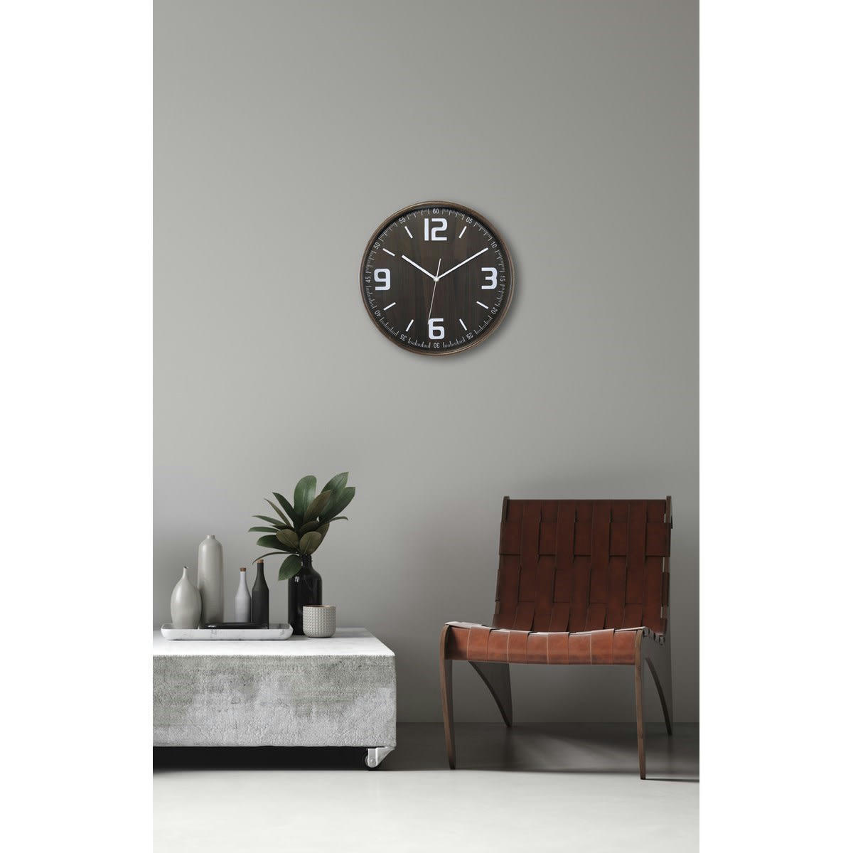 HORLOGE EN BOIS ET VERRE - Horloge ronde en bois 32cm