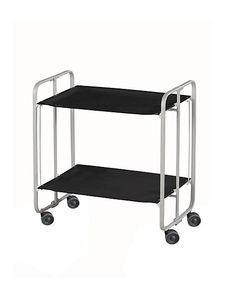 Desserte pliante BAUHAUS avec roulettes, Structure grise, 2 niveaux, 4 positions