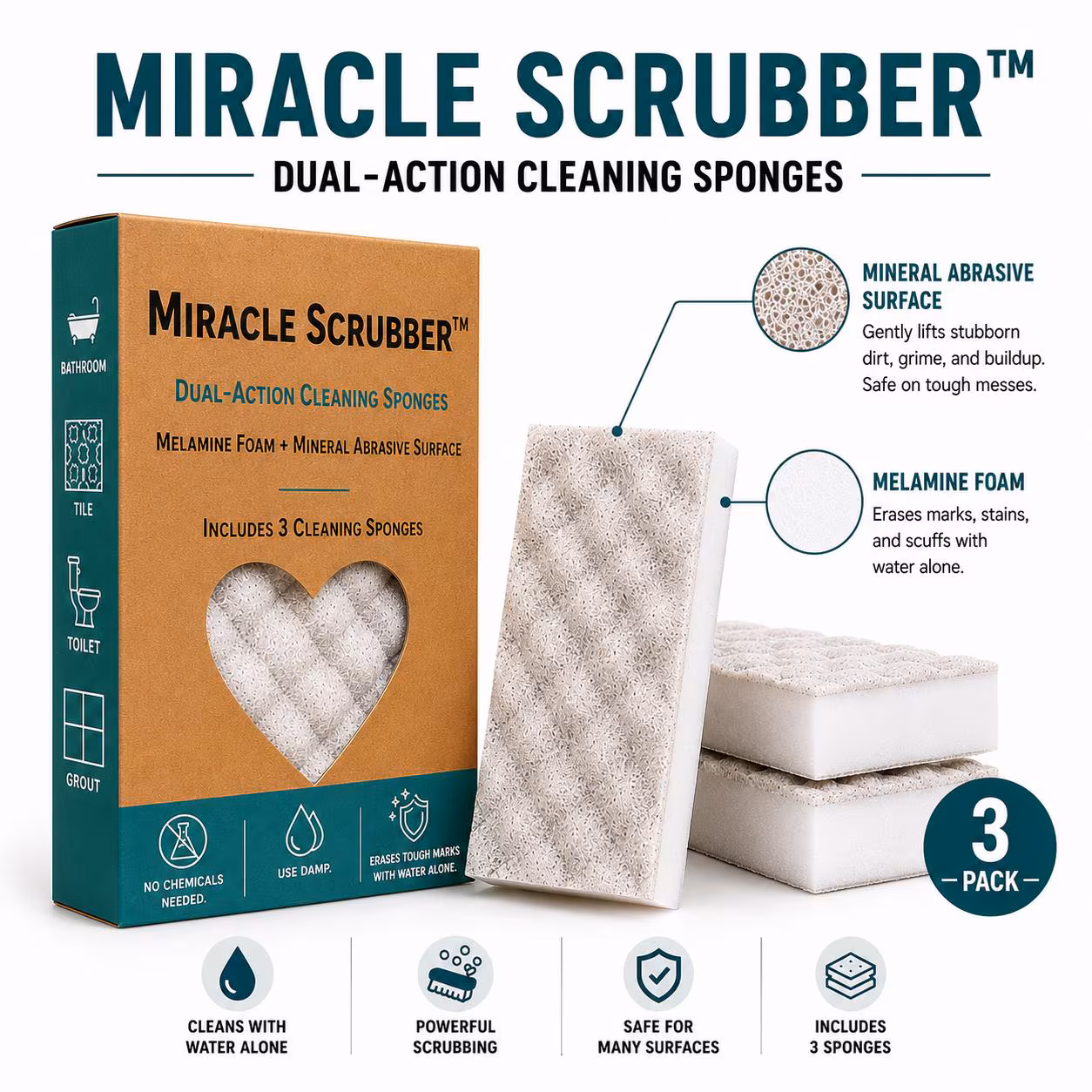 Miracle Scrubber - dual action abrasive cleaning sponge