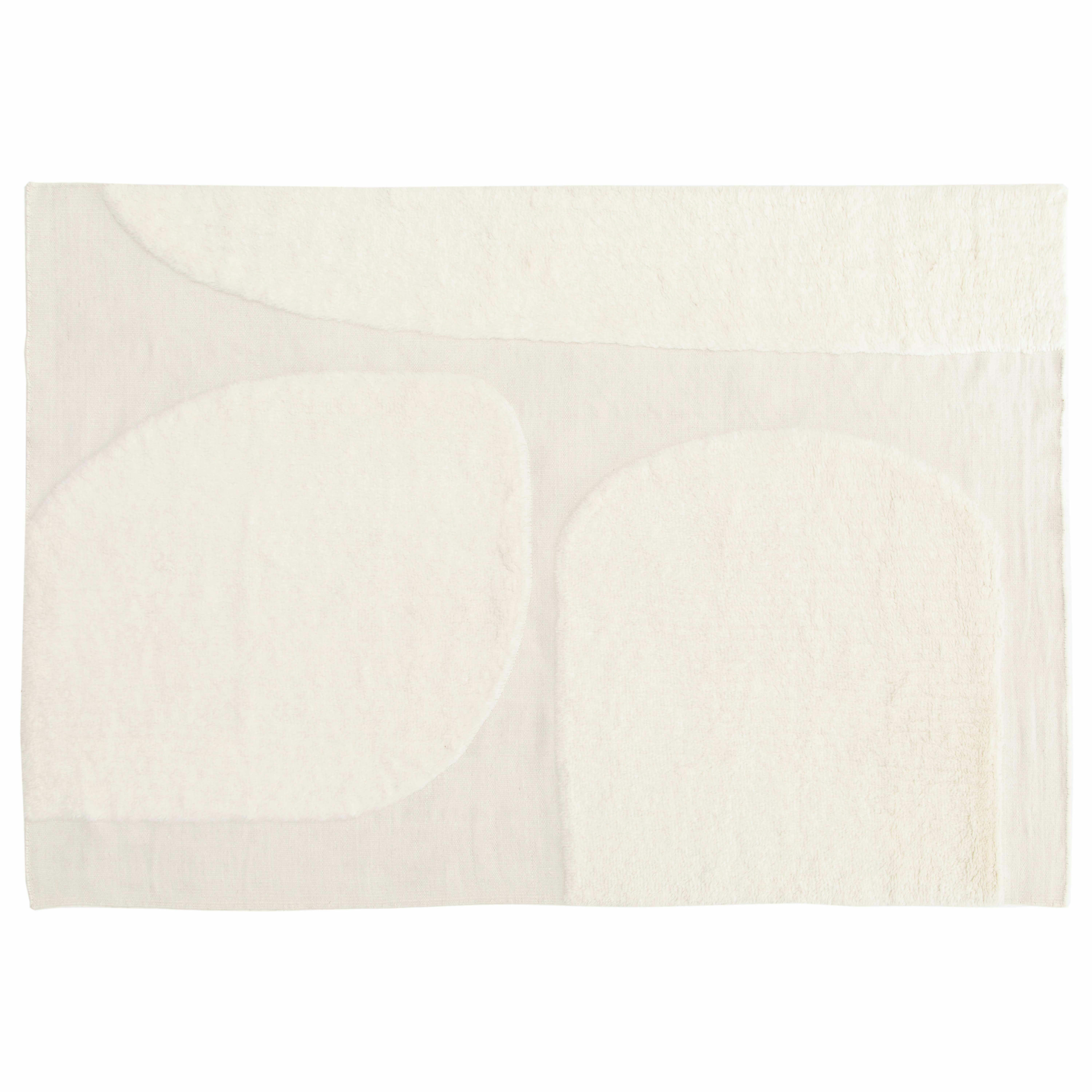 FELIPE - Tapis rectangulaire en laine à motif tissé main blanc 160 x 230 cm
