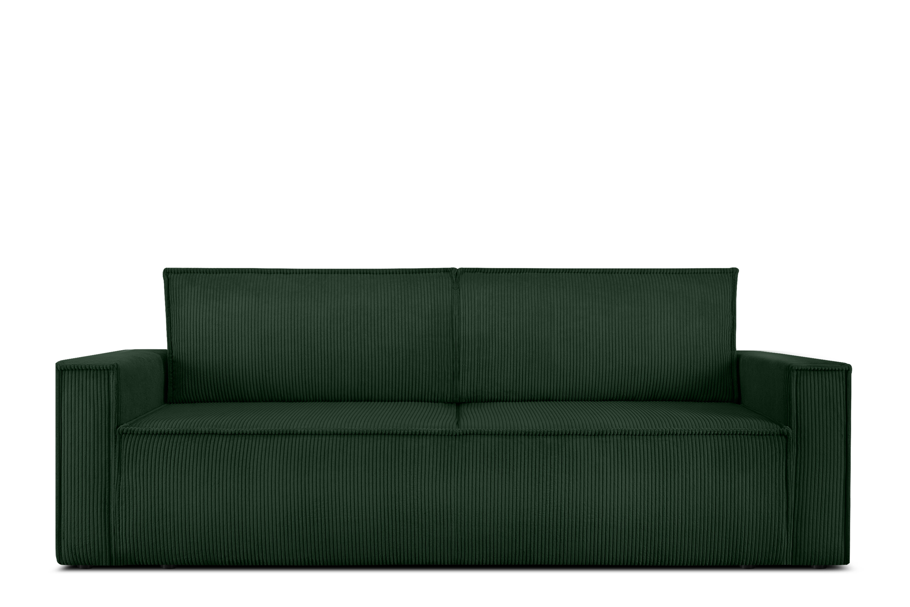 KONSIMO NAPI Sofa rozkładana 3-os. sztruks, ciemnozielonym