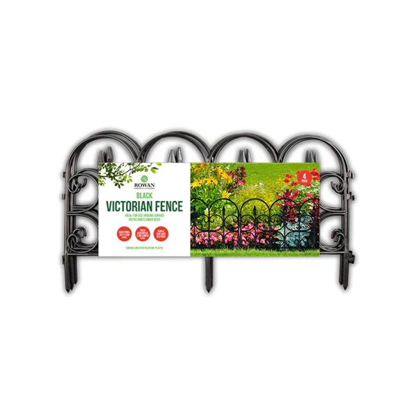 Rowan Black Victorian Fence 4 Pack